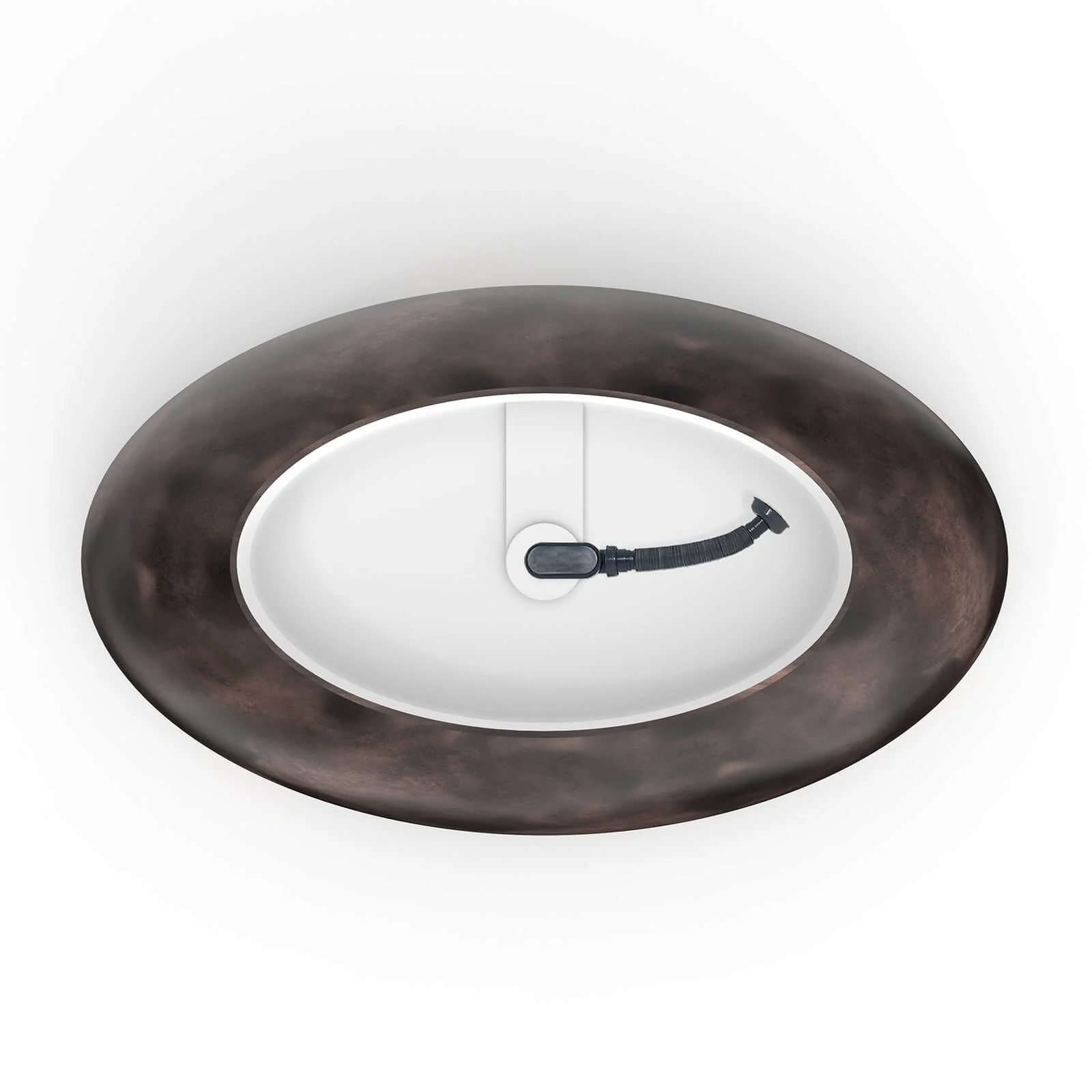 67" Walnut Finish Solid Surface Freestanding Soaking Tub - Image 10