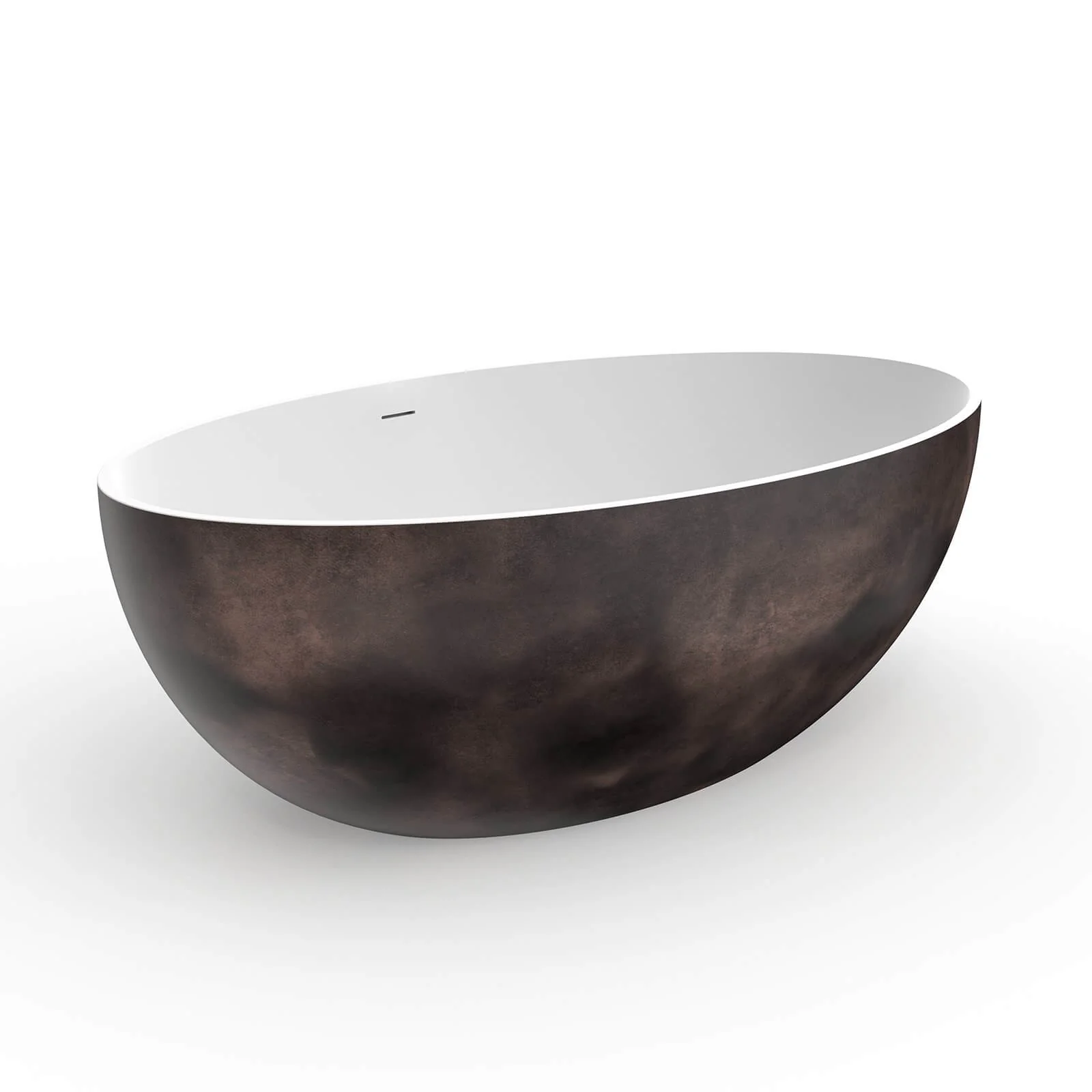 67" Walnut Finish Solid Surface Freestanding Soaking Tub - Image 5