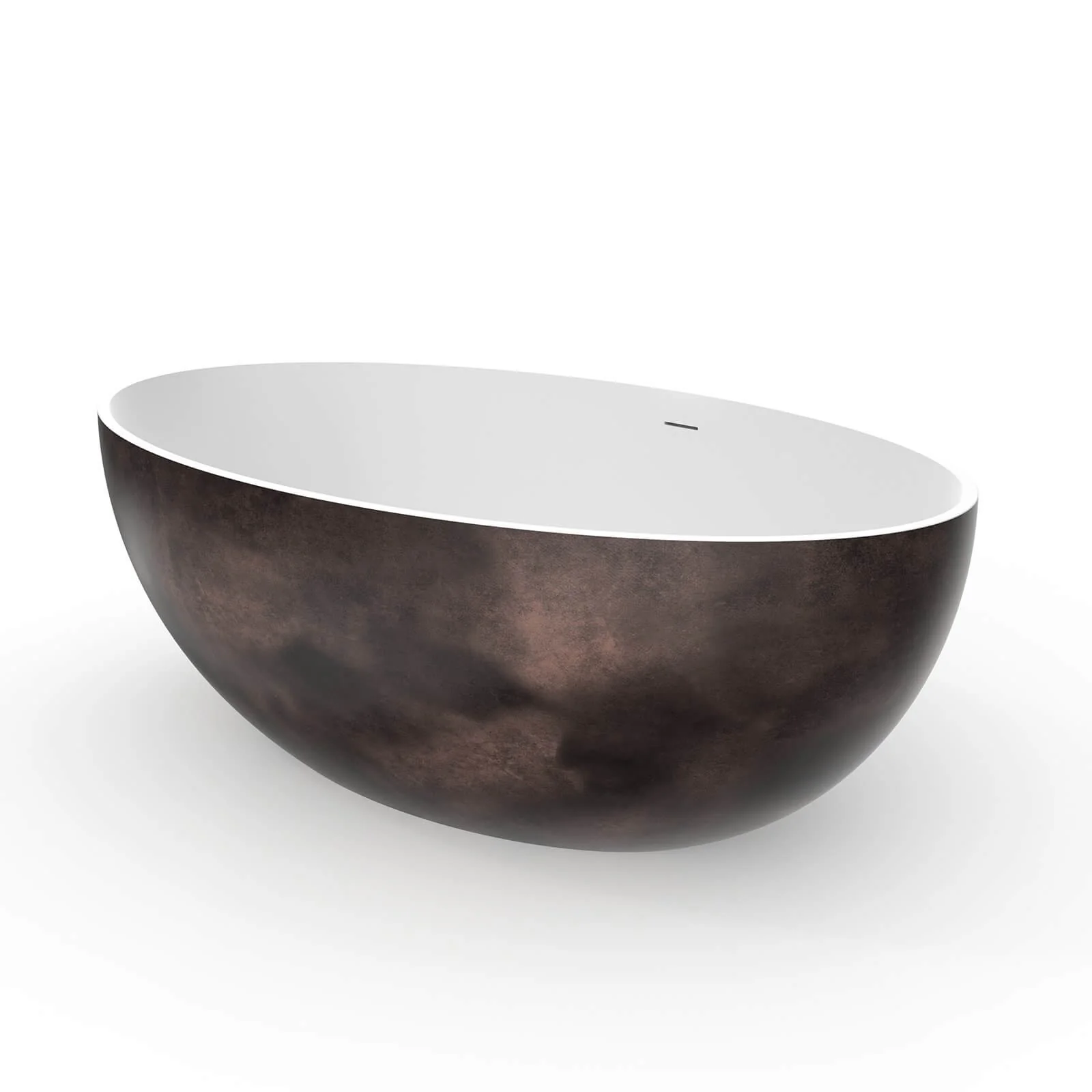 67" Walnut Finish Solid Surface Freestanding Soaking Tub - Image 6