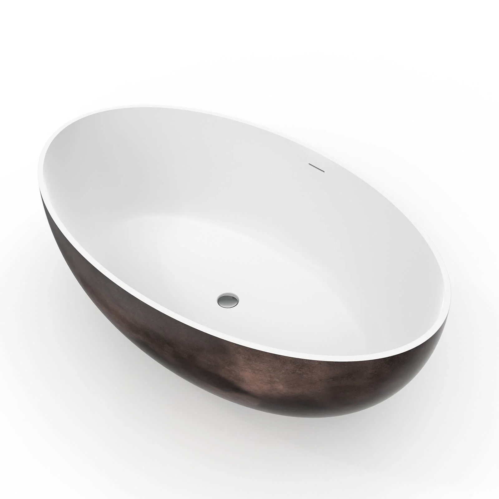 67" Walnut Finish Solid Surface Freestanding Soaking Tub - Image 7