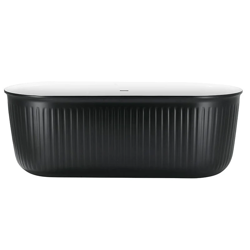 Mokleba 67" Oval Acrylic Fluted Bathtub Double Ended Freestanding Soaking Tub - Image 18