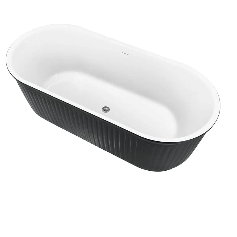 Mokleba 67" Oval Acrylic Fluted Bathtub Double Ended Freestanding Soaking Tub - Image 20