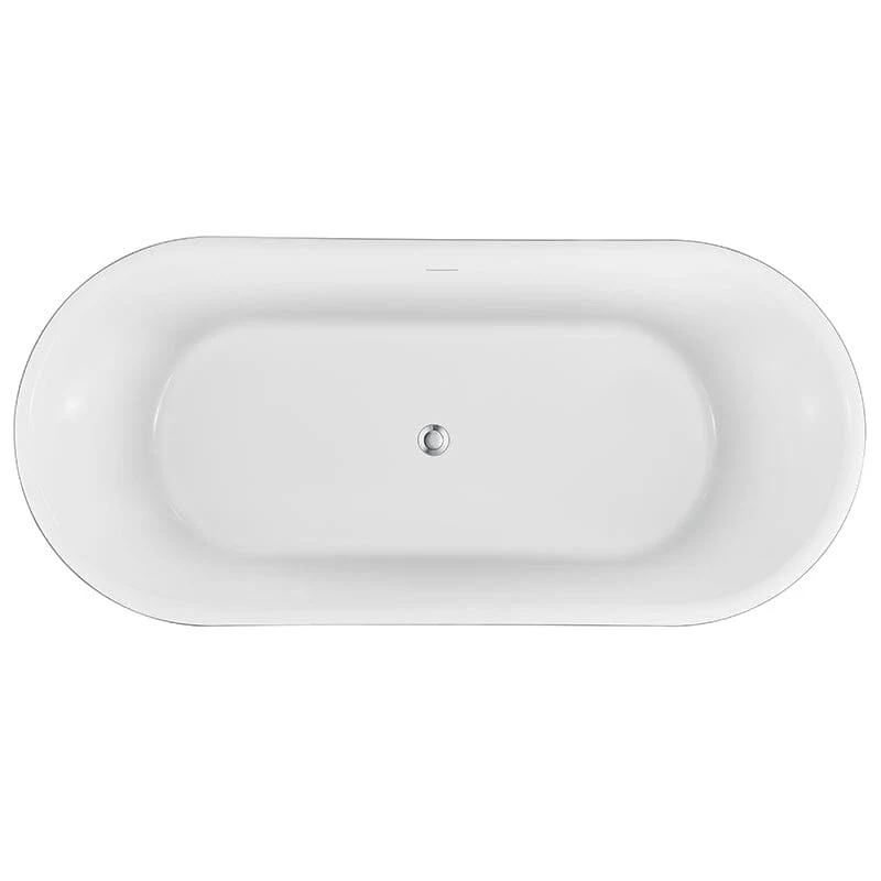 Mokleba 67" Oval Acrylic Fluted Bathtub Double Ended Freestanding Soaking Tub - Image 21