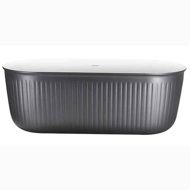 Mokleba 67" Oval Acrylic Fluted Bathtub Double Ended Freestanding Soaking Tub - Image 7