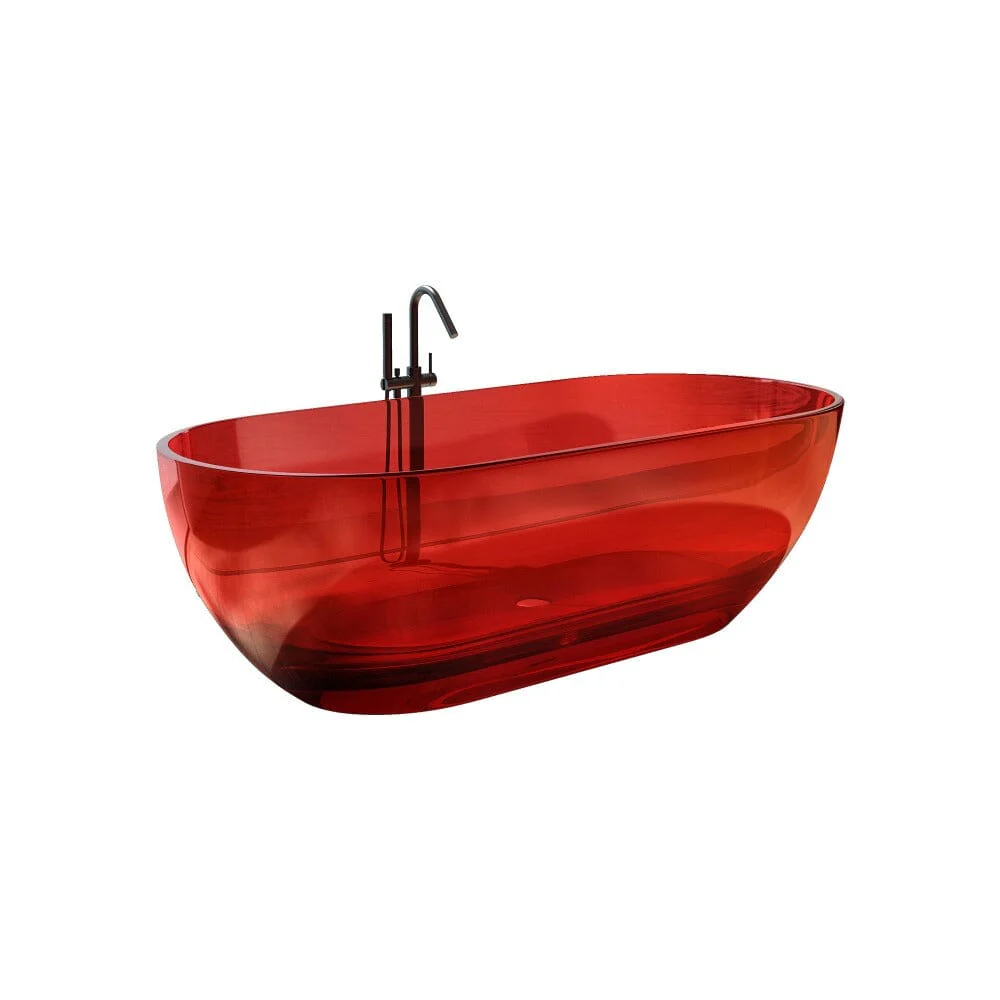 69" Resin Oval Modern Art Transparent Freestanding Soaking Bathtub - Image 12