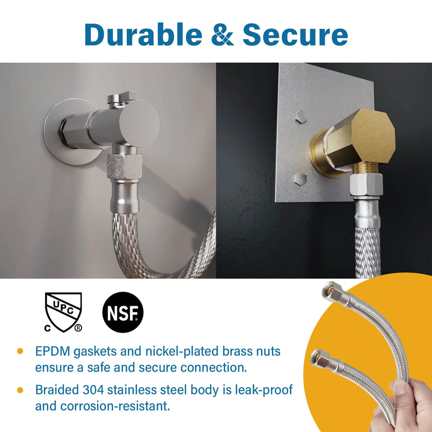 6FT Stainless Steel Dishwasher Supply Line with 3/8" Brass Compression Connections - Image 6