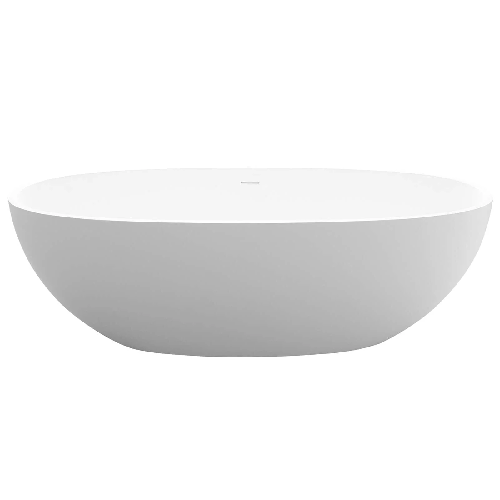 71" Solid Surface Stone Resin Oval-shaped Freestanding Soaking Bathtub with Overflow - Image 11