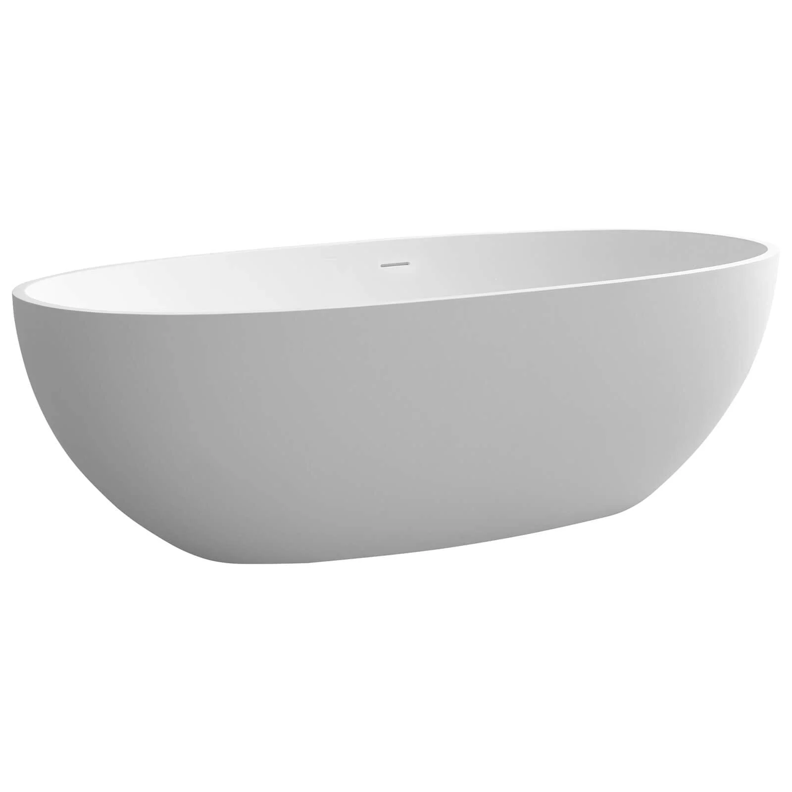 71" Solid Surface Stone Resin Oval-shaped Freestanding Soaking Bathtub with Overflow - Image 13