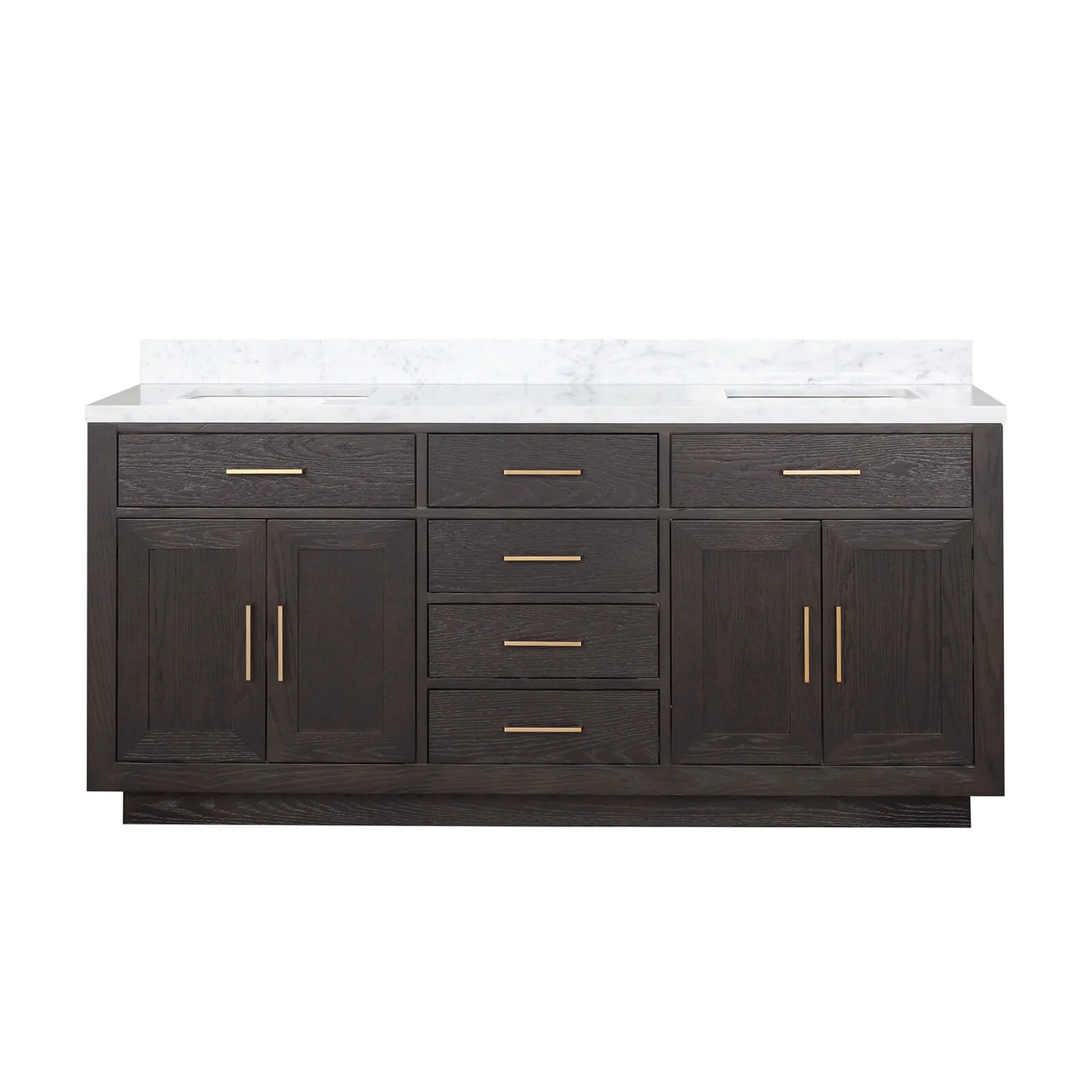72" Brown Oak Bathroom Vanity with Toe Kick - Image 5