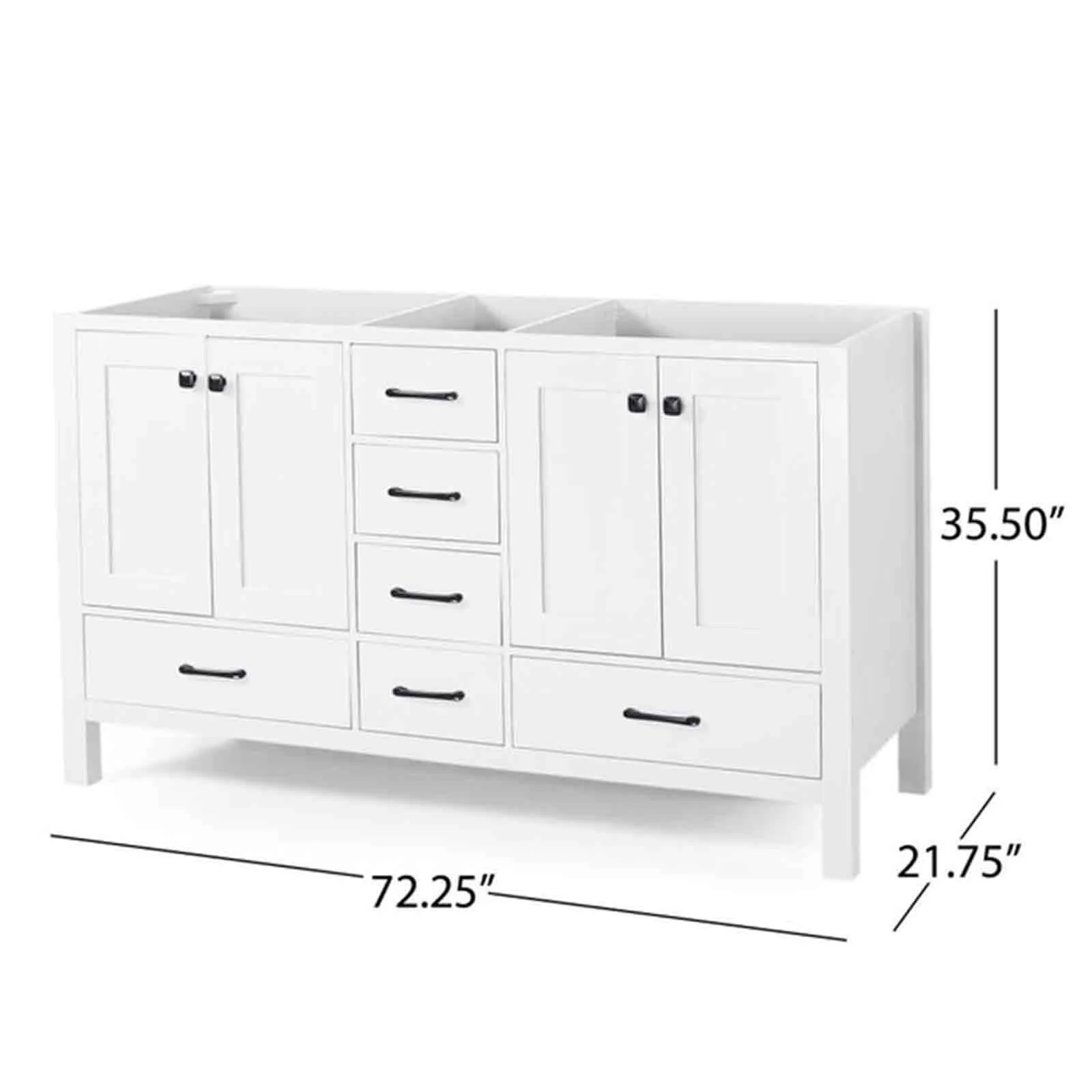 73" White Poplar Wood Bathroom Vanity with 6 Drawers - Image 10