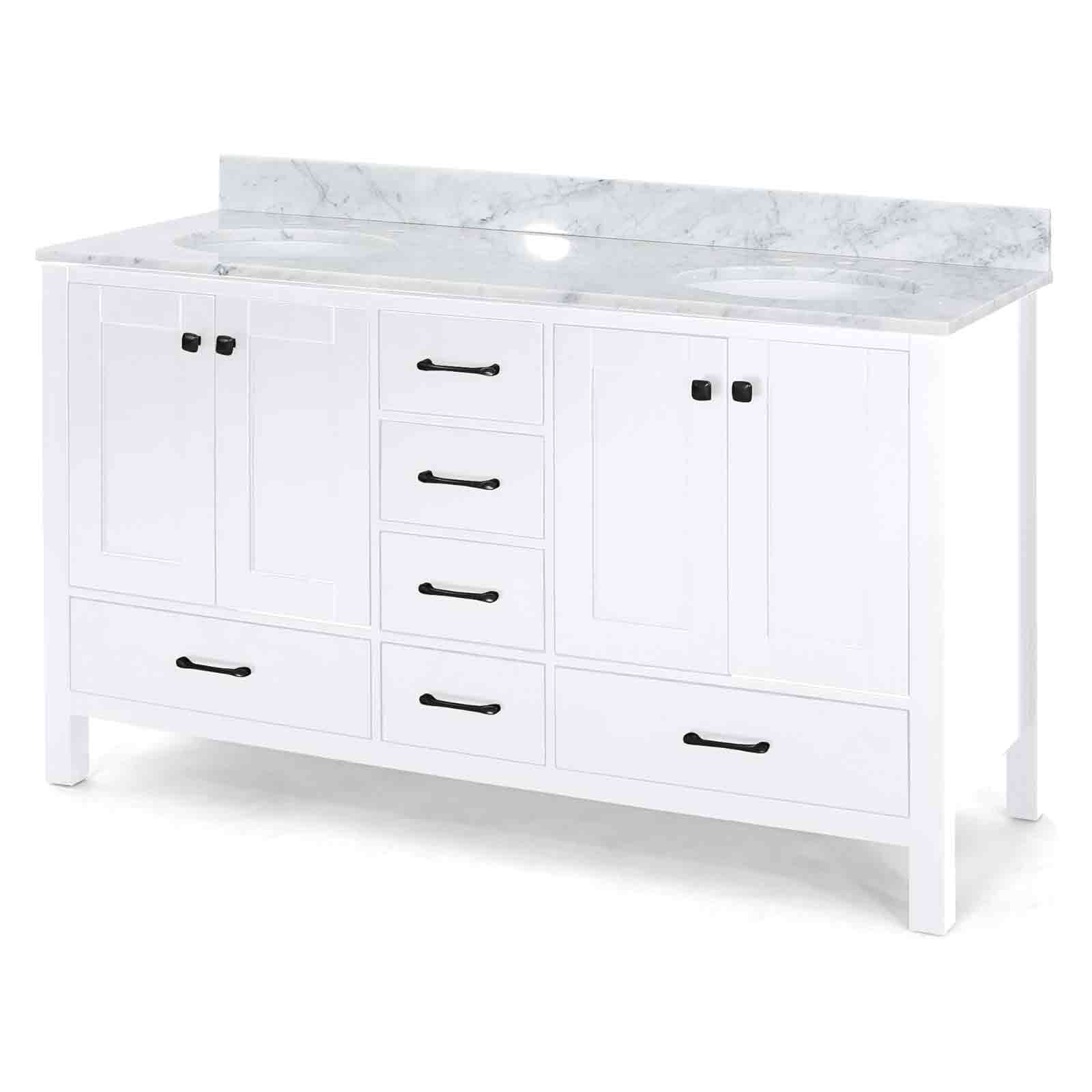 73" White Poplar Wood Bathroom Vanity with 6 Drawers - Image 3