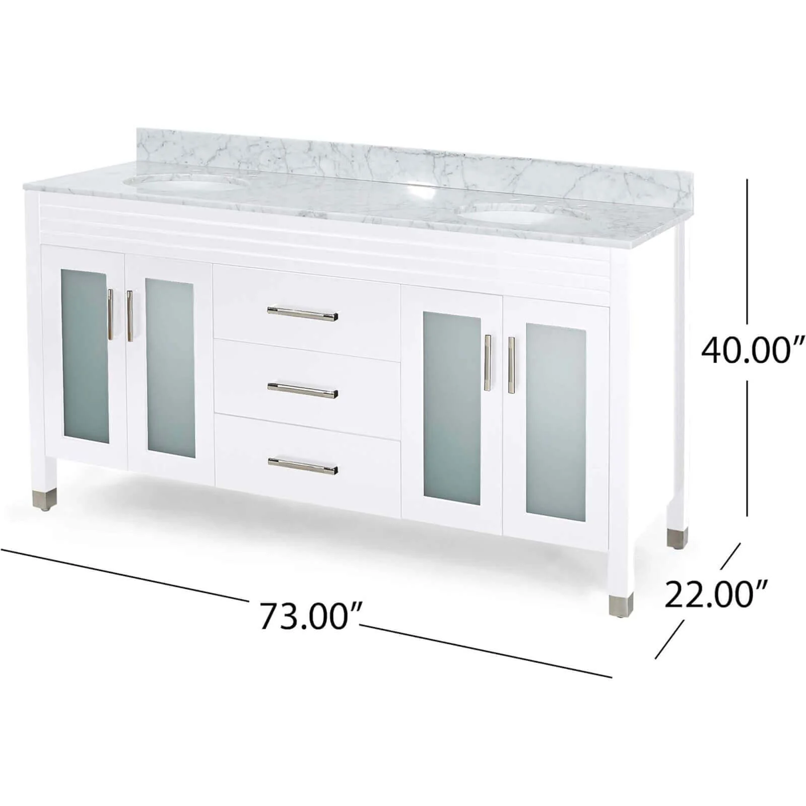 73'' Extra-Large Double Sink Vanity with Marble Top - Image 9
