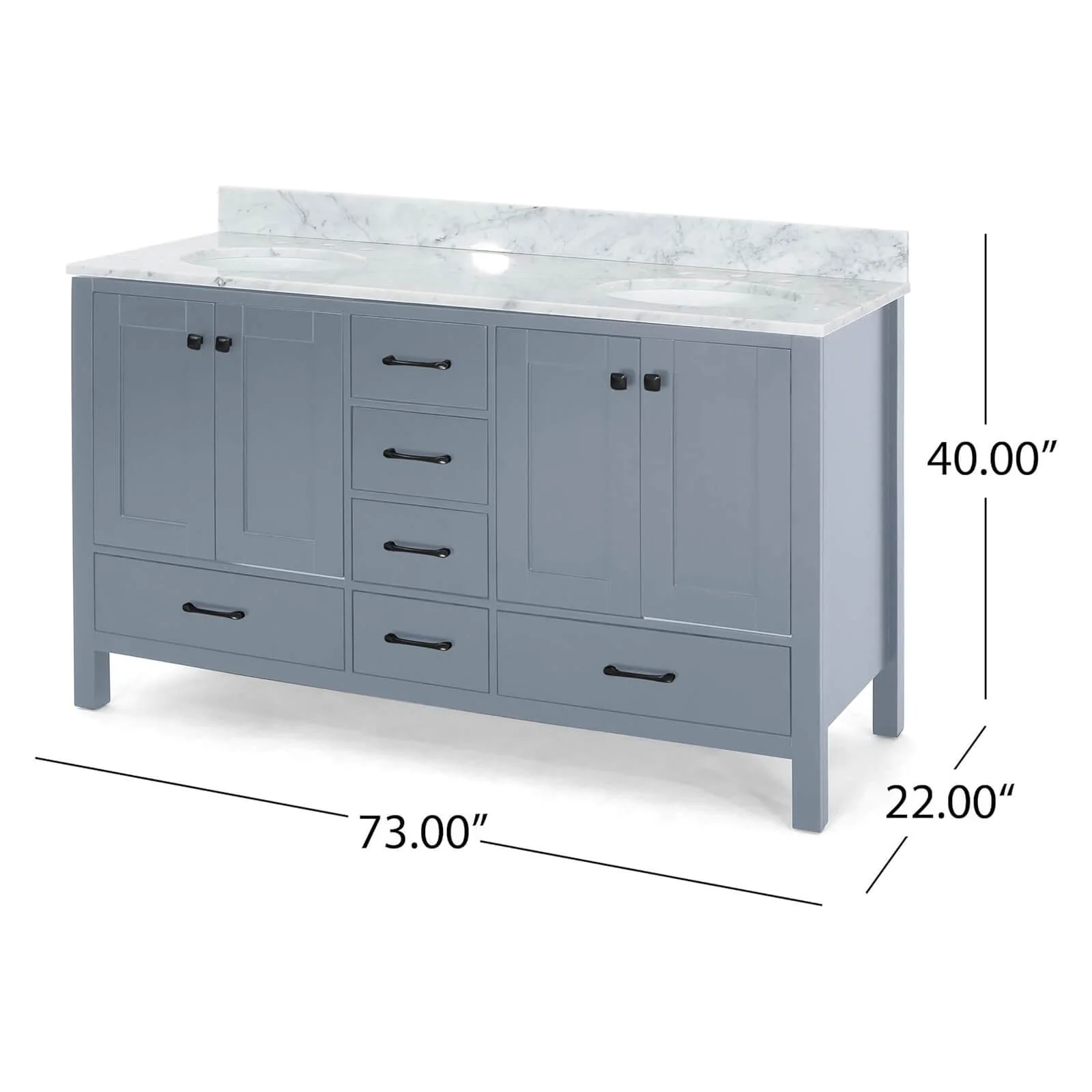73" Grey Poplar Wood Bathroom Vanity with 6 Drawers - Image 11