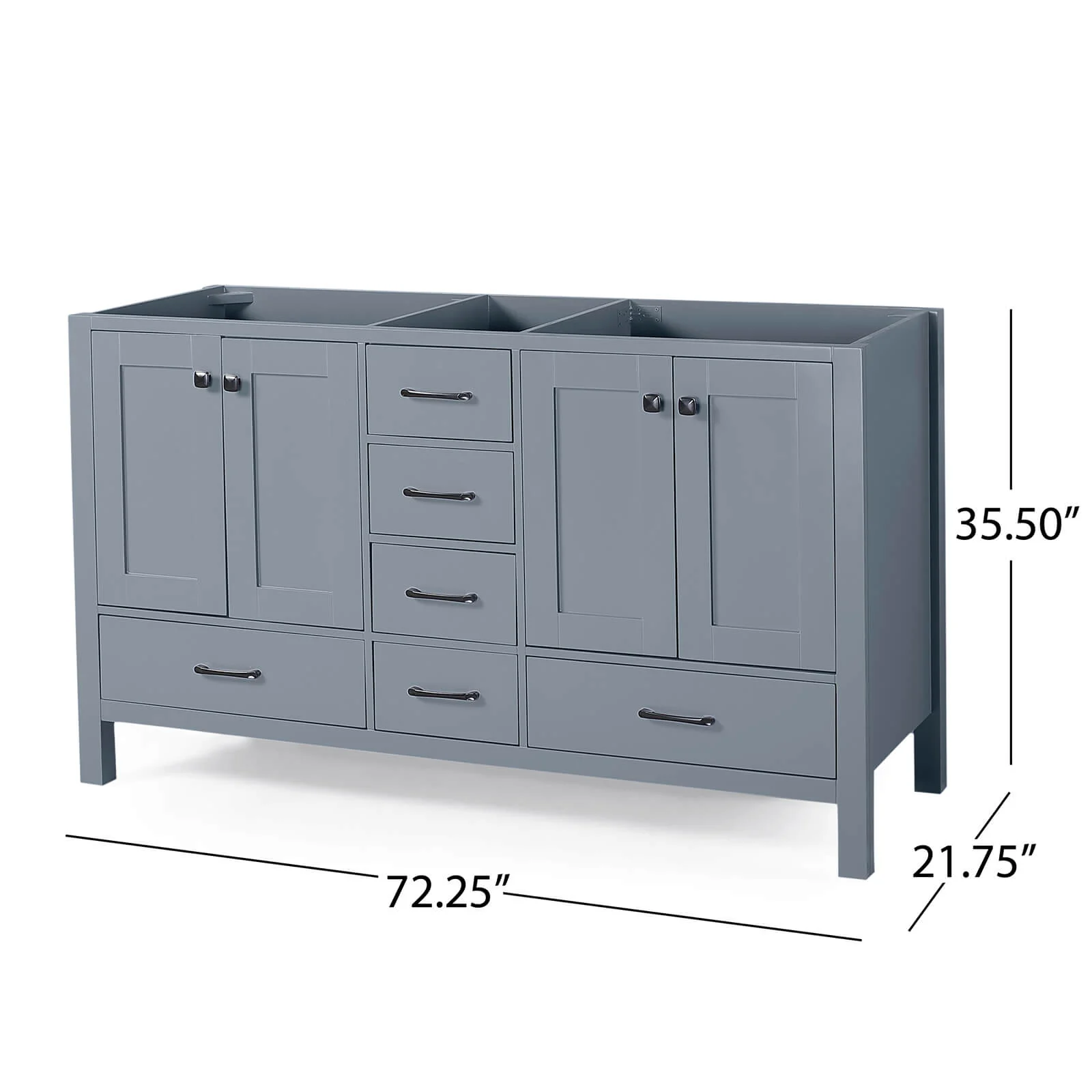 73" Grey Poplar Wood Bathroom Vanity with 6 Drawers - Image 12