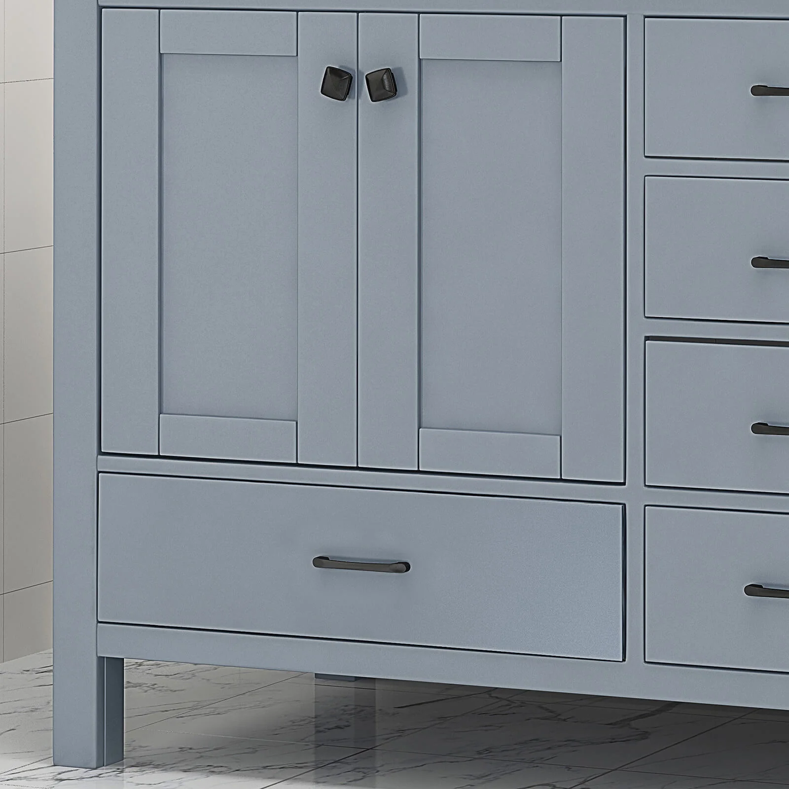 73" Grey Poplar Wood Bathroom Vanity with 6 Drawers - Image 8