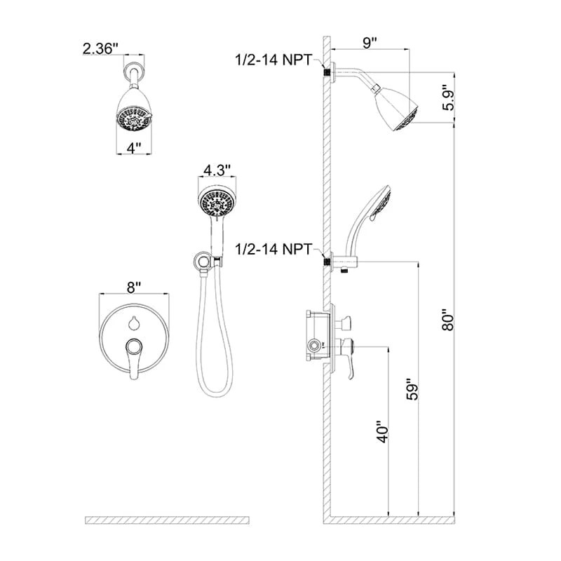 8 Spray Filtered Shower Head and Hand Shower for Small Bathroom - Image 16