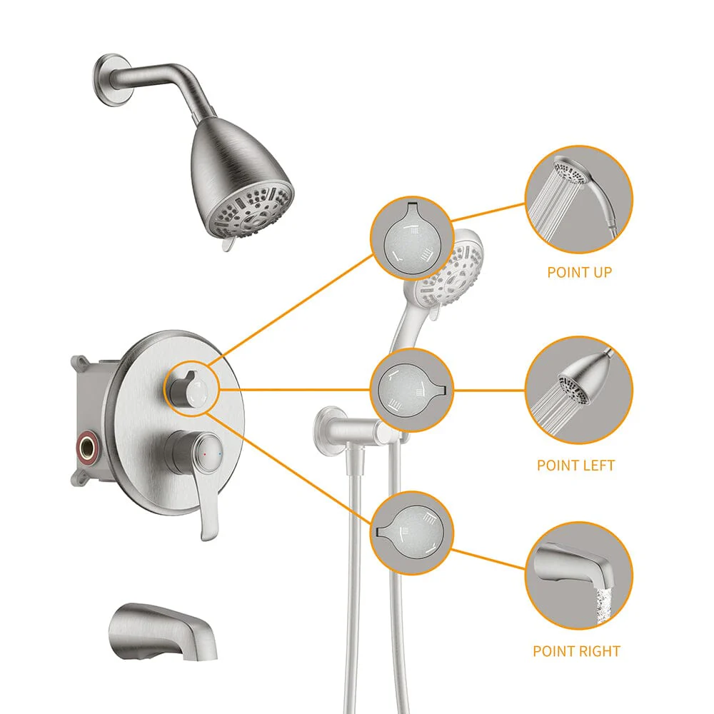 8 Spray Filtered Shower Head and Hand Shower & Tub Spout Combo Set - Image 18