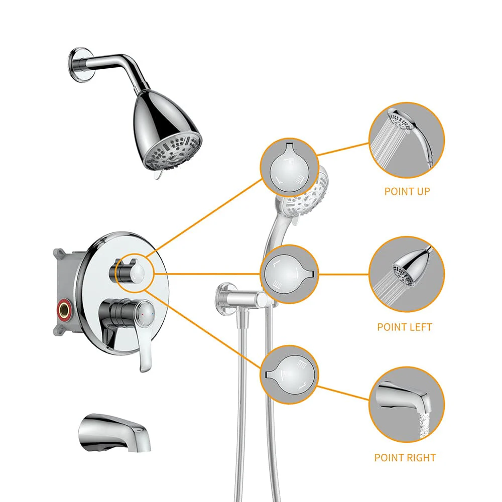8 Spray Filtered Shower Head and Hand Shower & Tub Spout Combo Set - Image 30