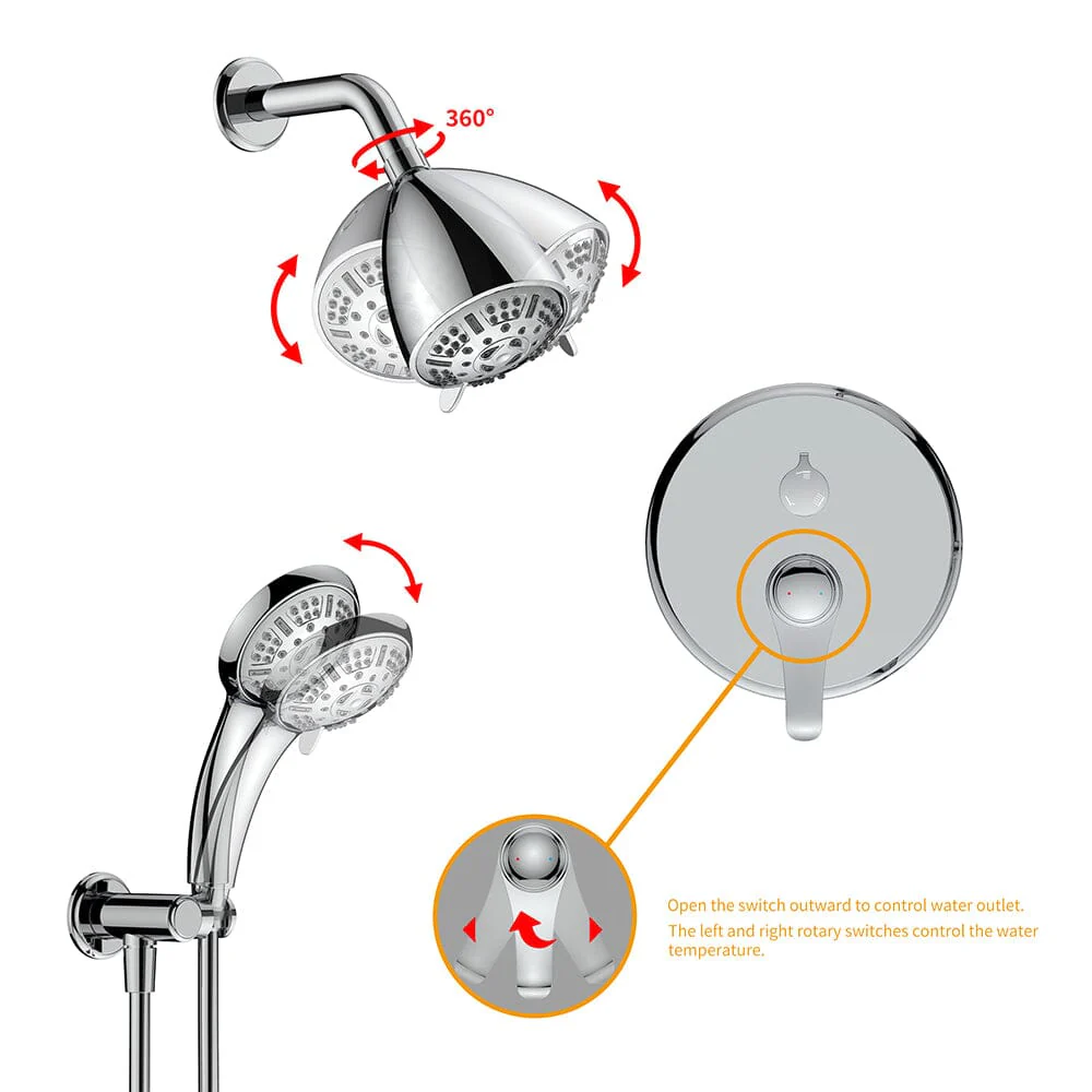 8 Spray Filtered Shower Head and Hand Shower & Tub Spout Combo Set - Image 31