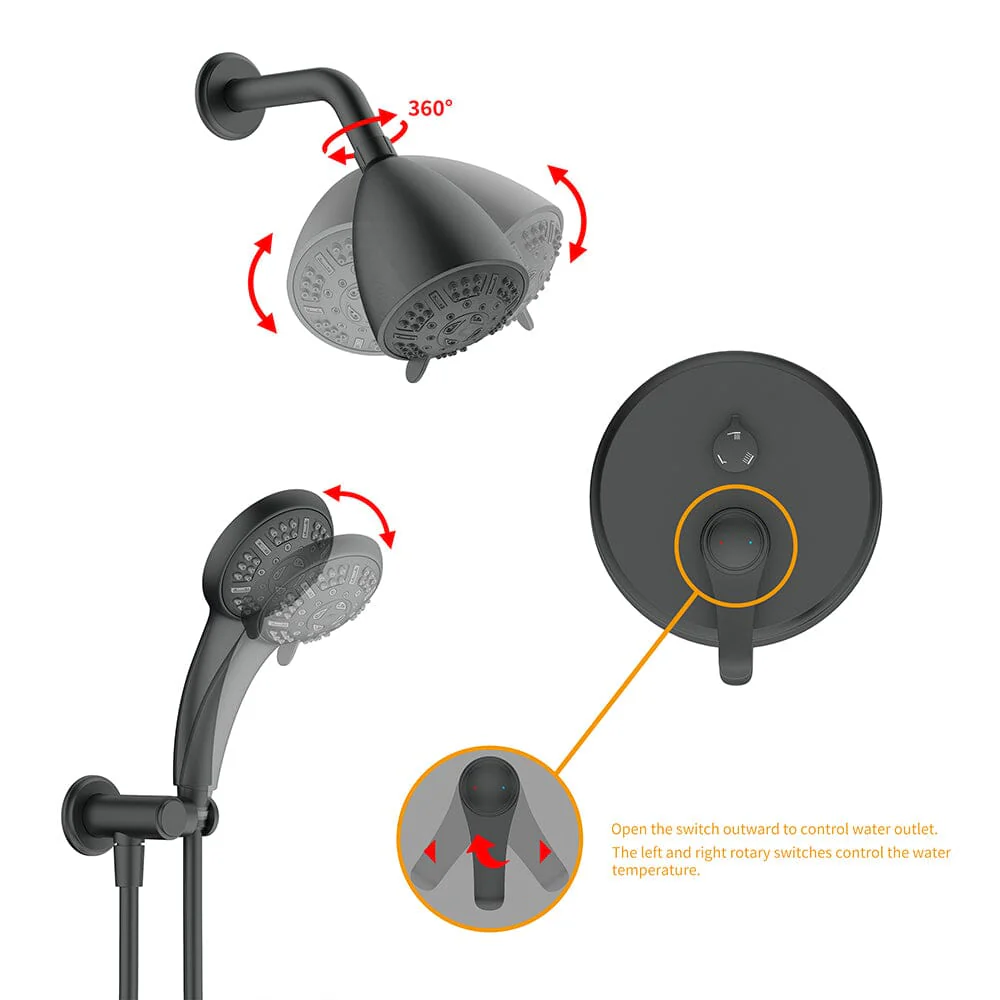 8 Spray Filtered Shower Head and Hand Shower & Tub Spout Combo Set - Image 8