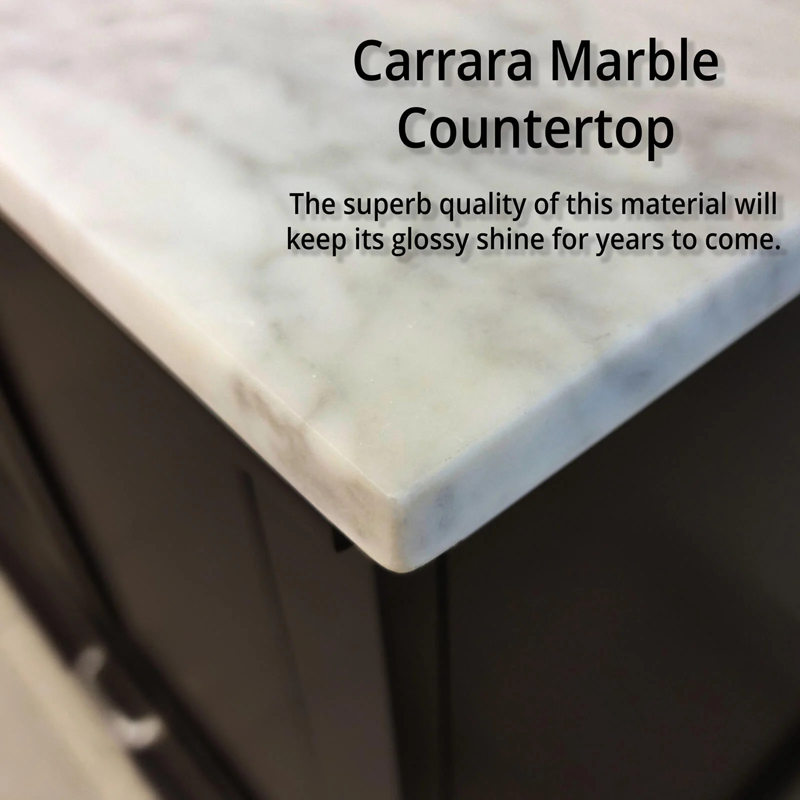 84" Black Double Vanity with Carrara Marble Countertop - Image 4