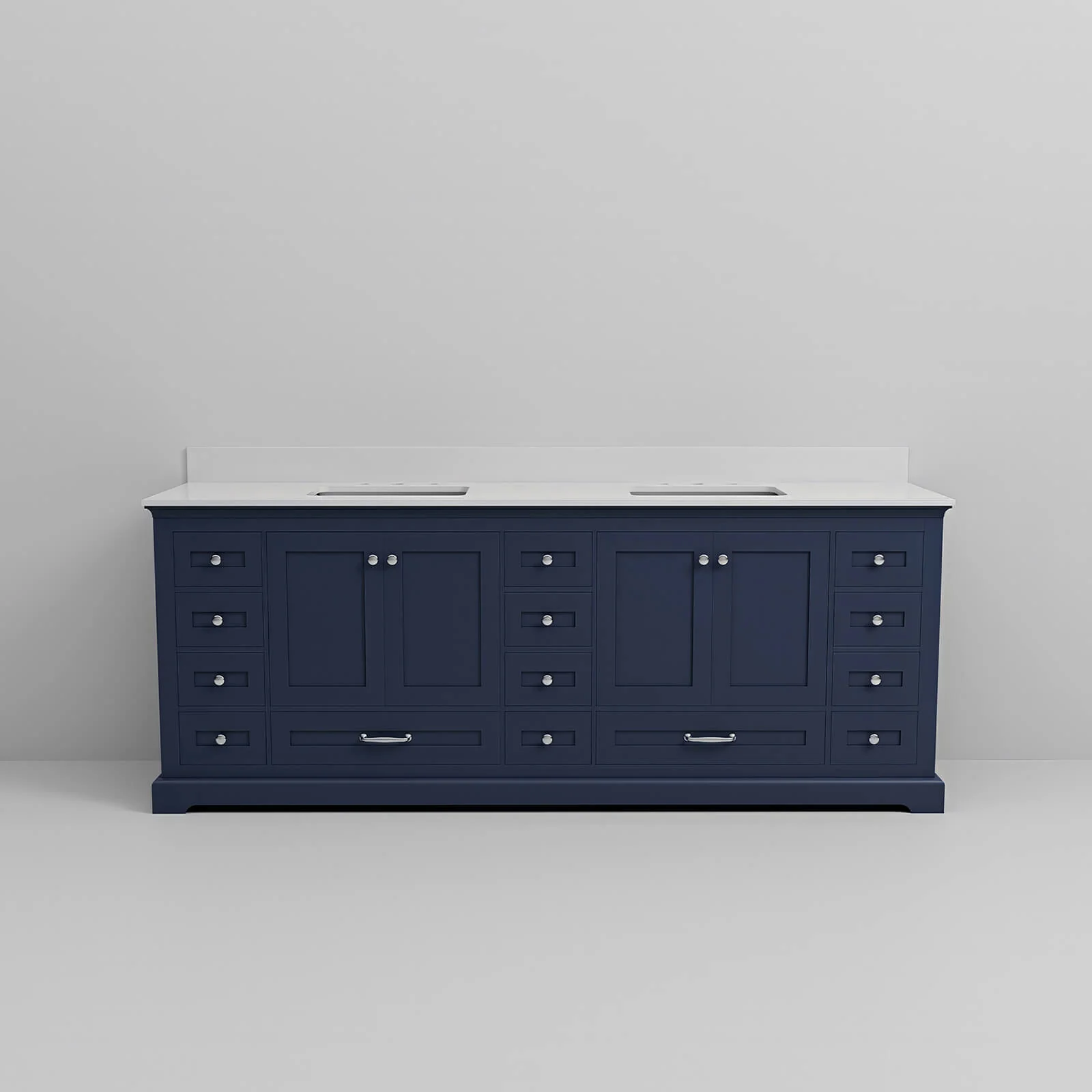 84" Blue Double Sink Vanity with Cultured Marble Countertop - Image 7