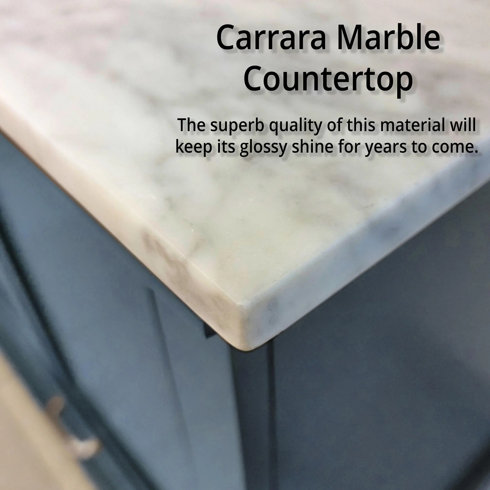 84" Blue Double Vanity with Carrara Marble Countertop - Image 4