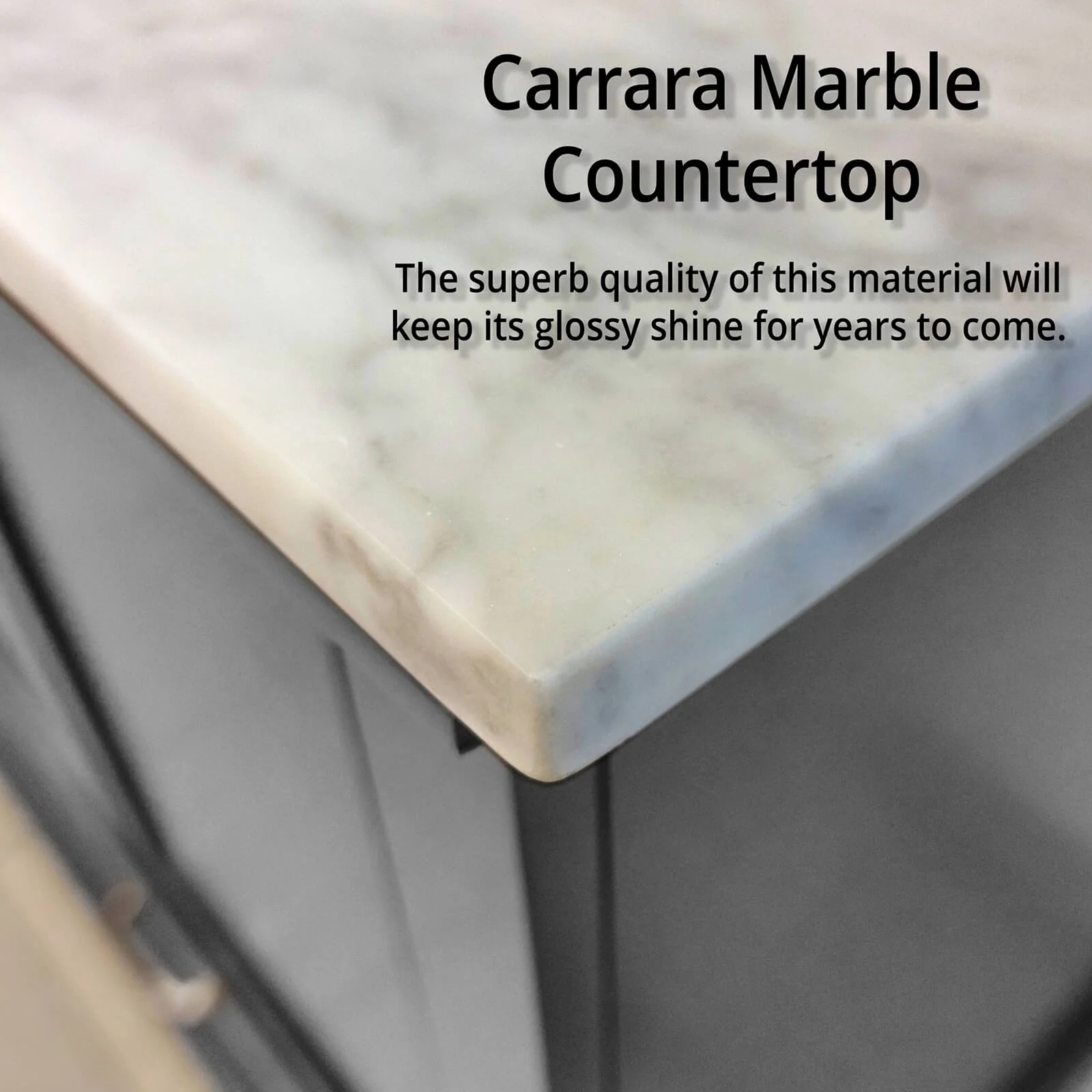 84" Gray Double Vanity with Carrara Marble Countertop - Image 7