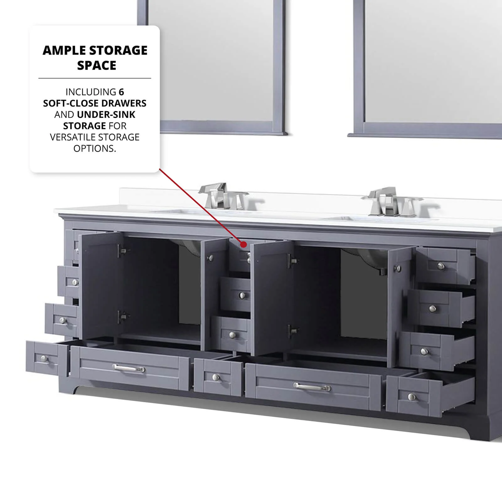 84" Gray Double Vanity with Cultured Marble Countertop - Image 6