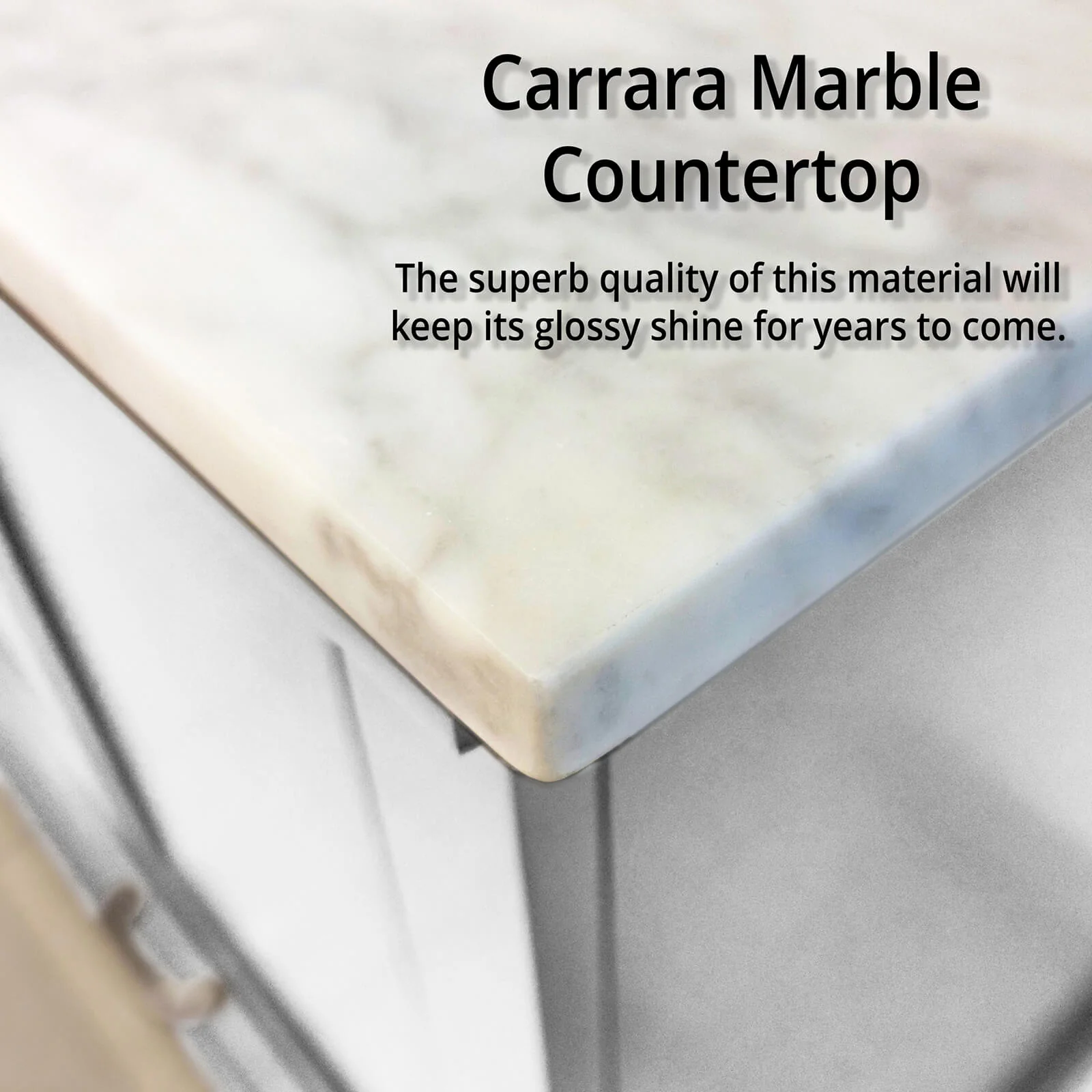 84" White Double Vanity with Carrara Marble Countertop - Image 5