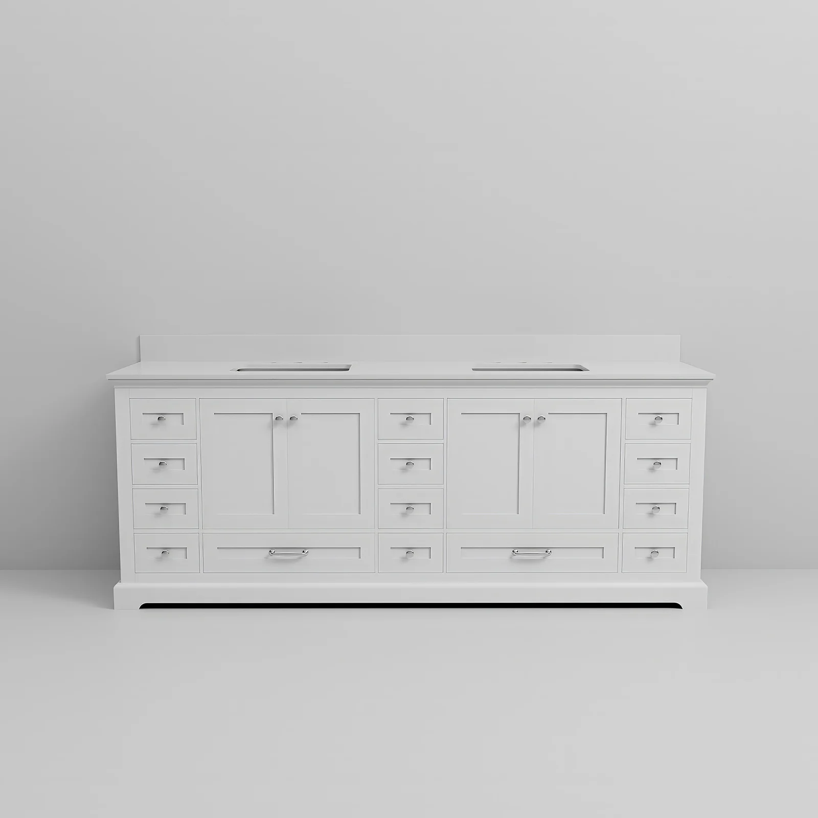 84" White Double Vanity with Cultured Marble Countertop - Image 7