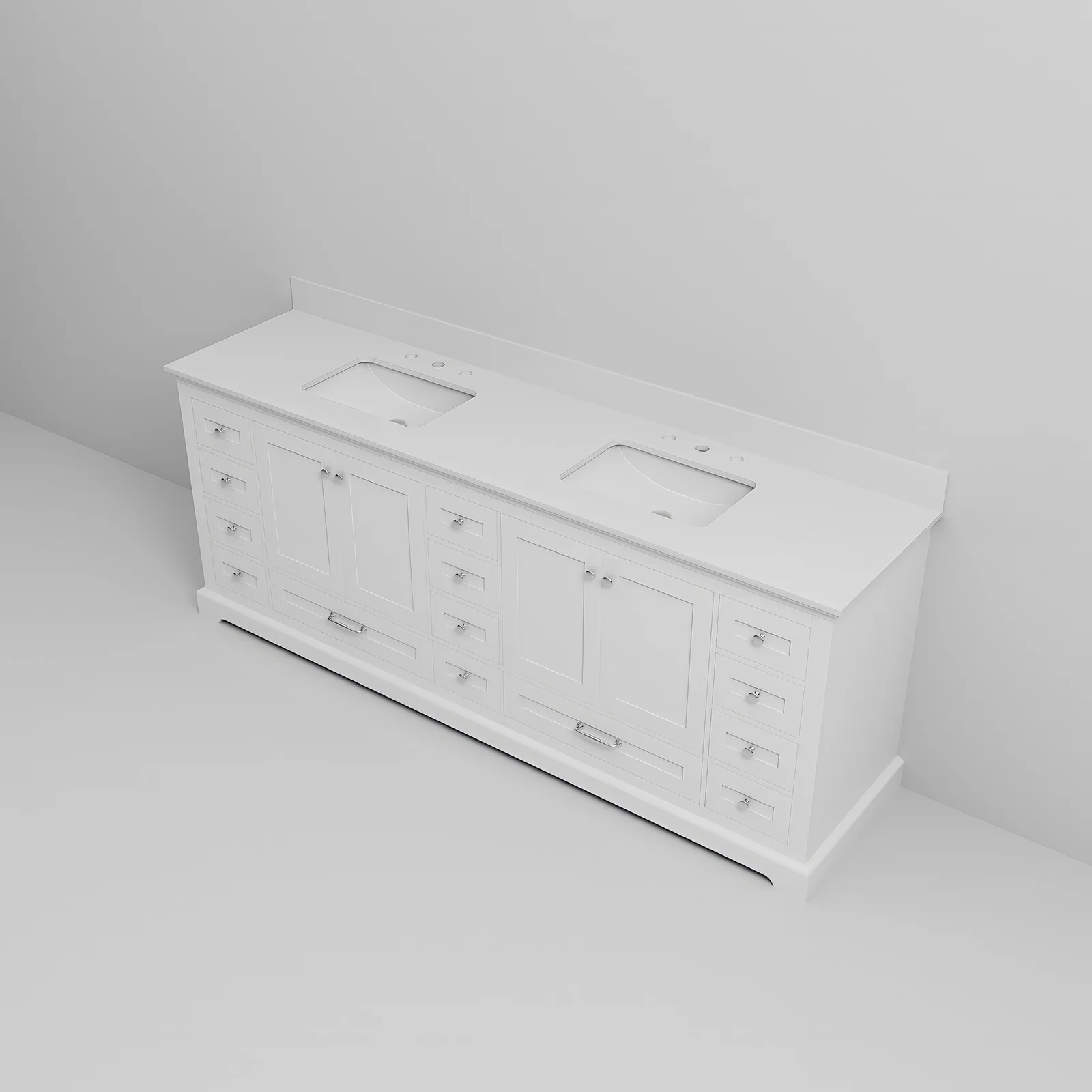 84" White Double Vanity with Cultured Marble Countertop - Image 8