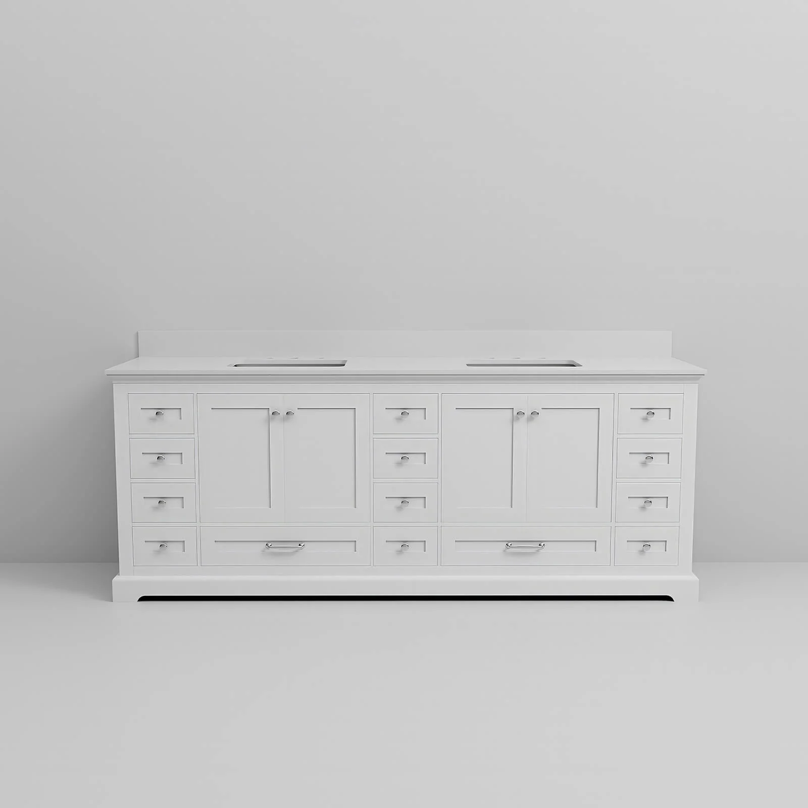 84" White Double Vanity with White Quartz Countertop - Image 7