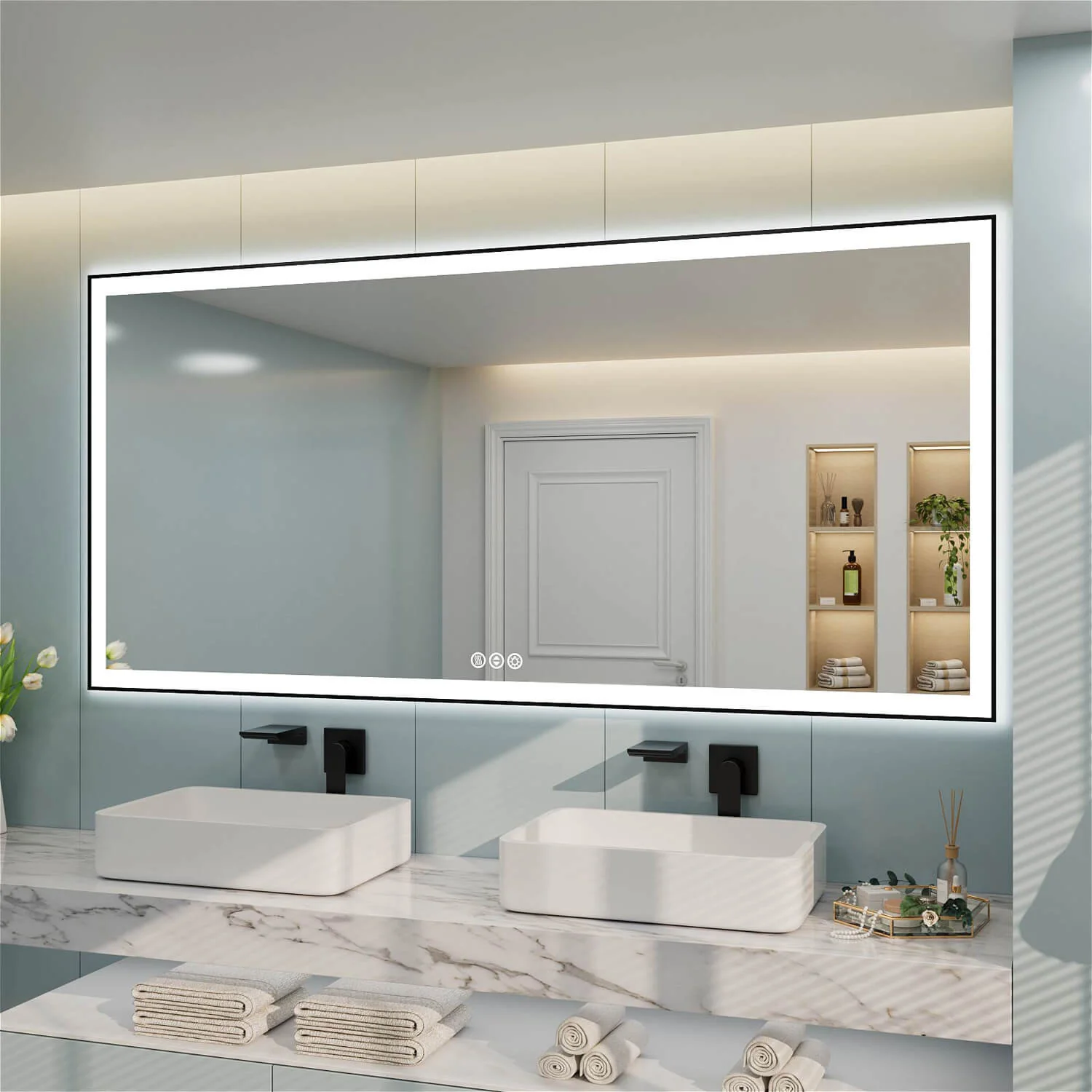 84"x40" LED Bathroom Mirror Anti-Fog Dimmable ETL Shatterproof Glass - Image 3