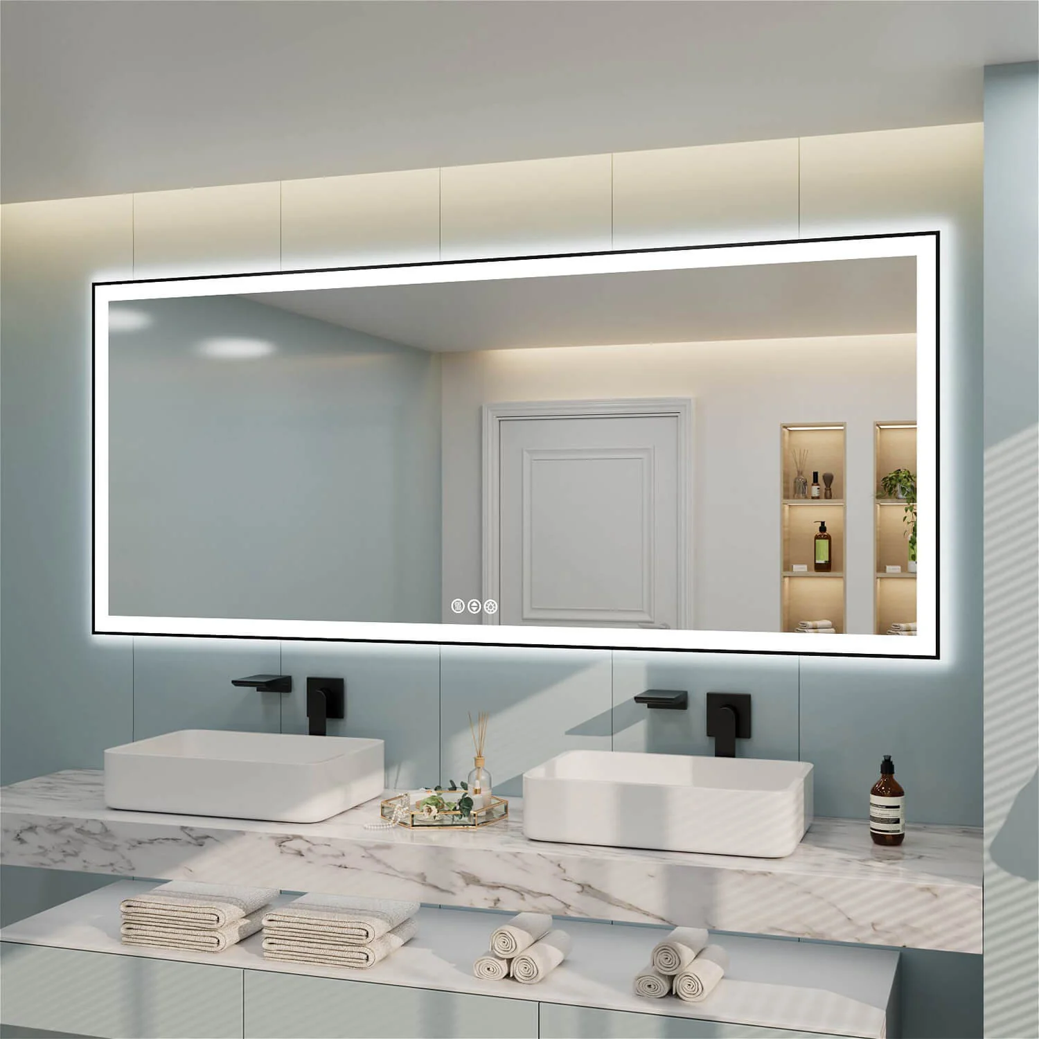 88"x38" LED Bathroom Mirror Anti-Fog Dimmable ETL Shatterproof Glass - Image 3