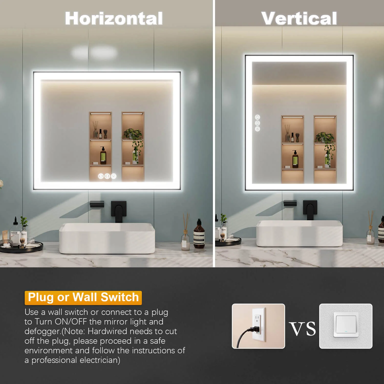 84"x40" LED Bathroom Mirror Anti-Fog Dimmable ETL Shatterproof Glass - Image 10