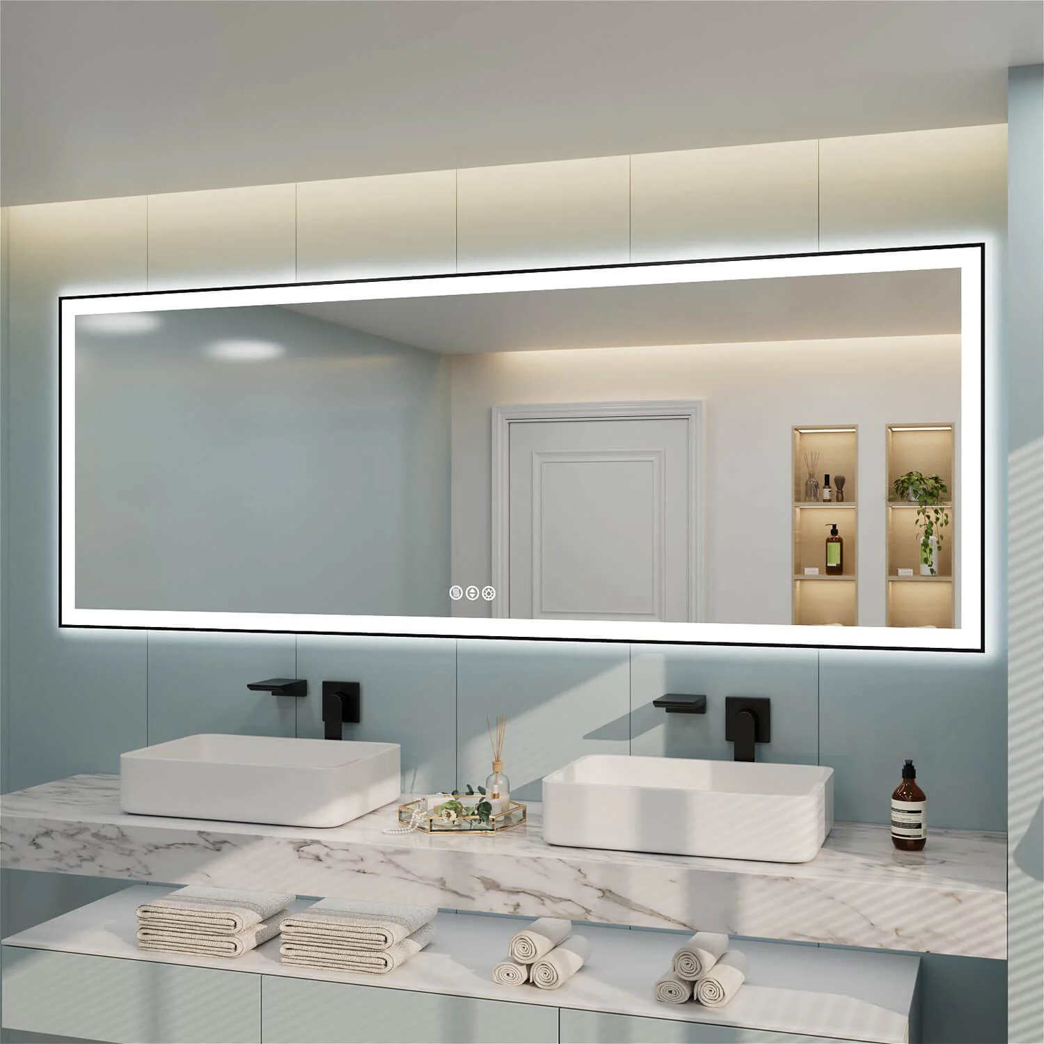 96"x36" LED Bathroom Mirror Anti-Fog Dimmable ETL Shatterproof Glass - Image 3