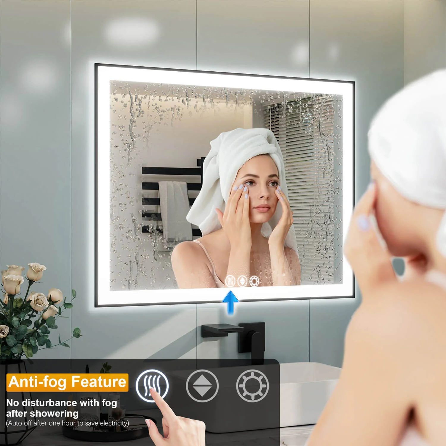 84"x40" LED Bathroom Mirror Anti-Fog Dimmable ETL Shatterproof Glass - Image 9