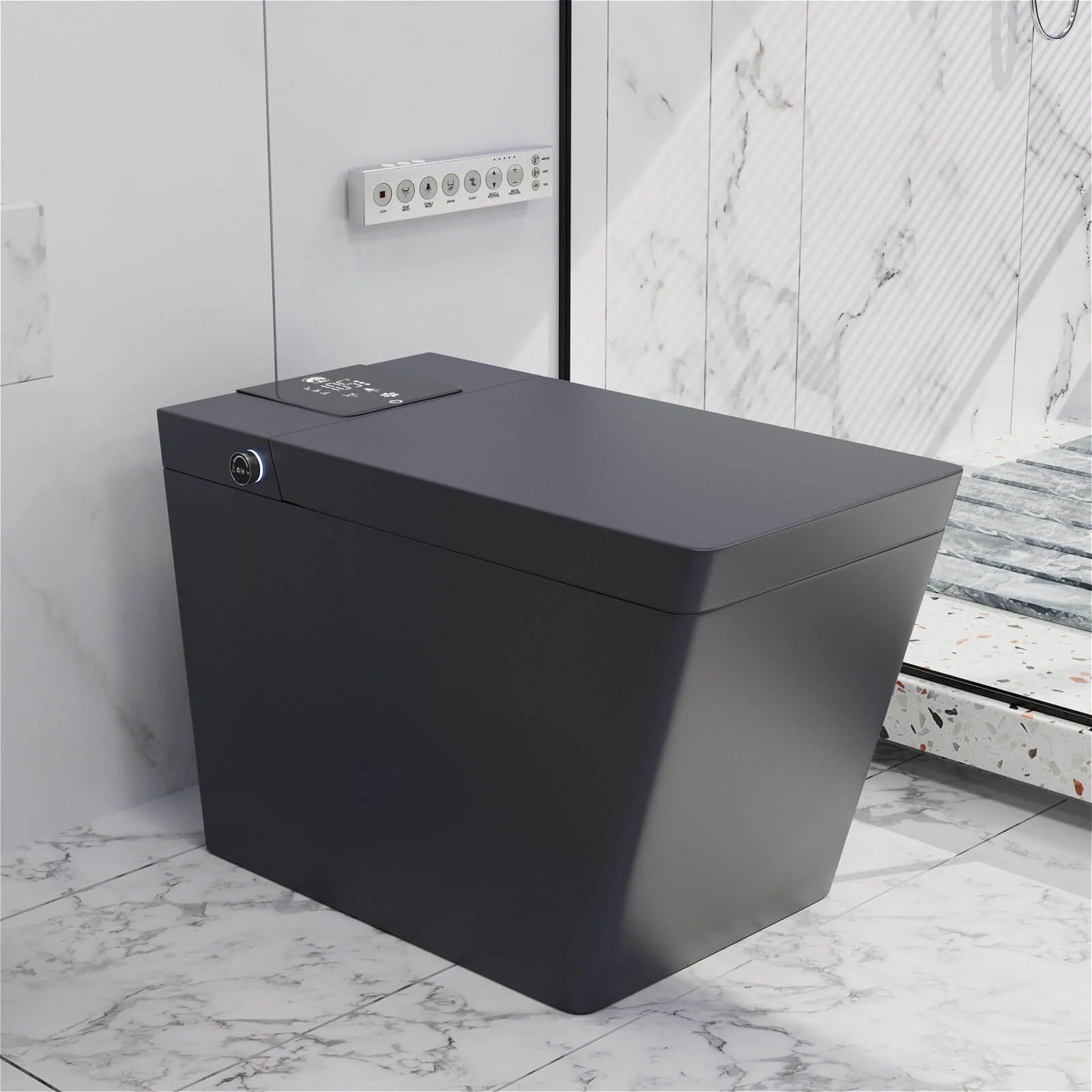 Giving Tree Smart Square One-Piece Floor Toilet with Remote Control and Automatic Cover - Image 15