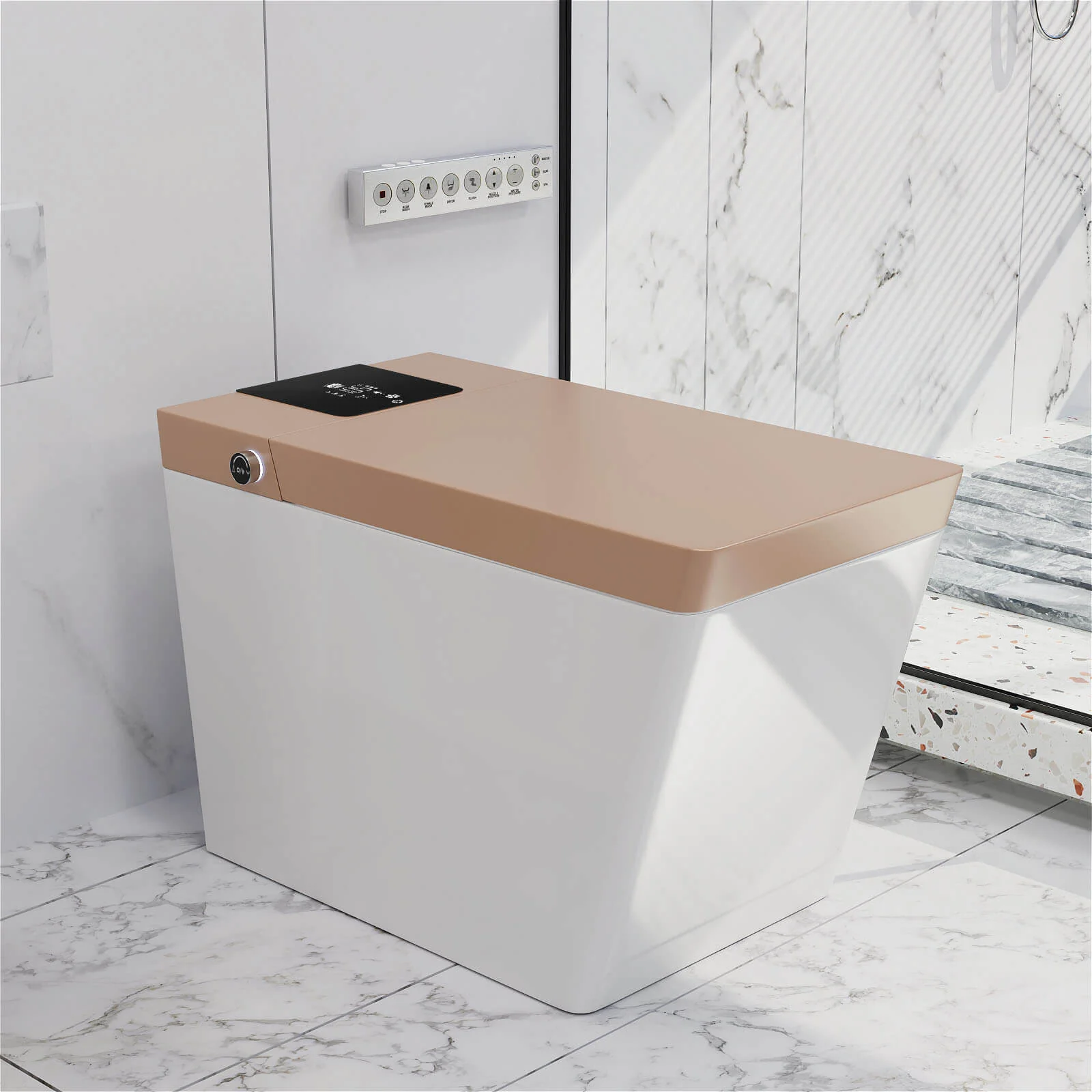Giving Tree Smart Square One-Piece Floor Toilet with Remote Control and Automatic Cover - Image 55