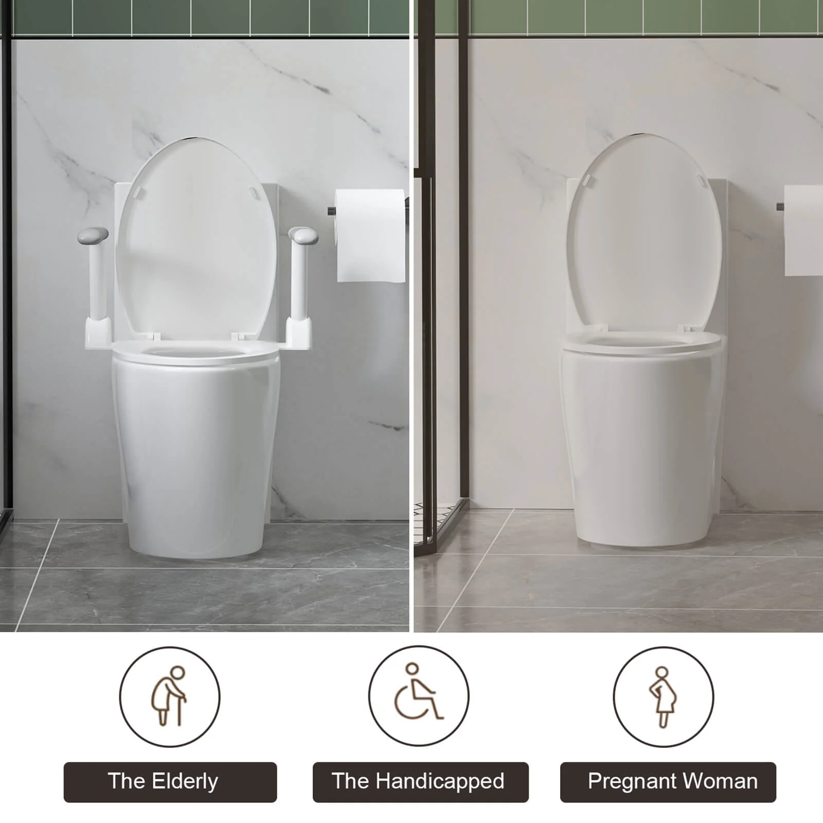ADA Height Toilet with Anti-Slip Grab Bars - Image 7