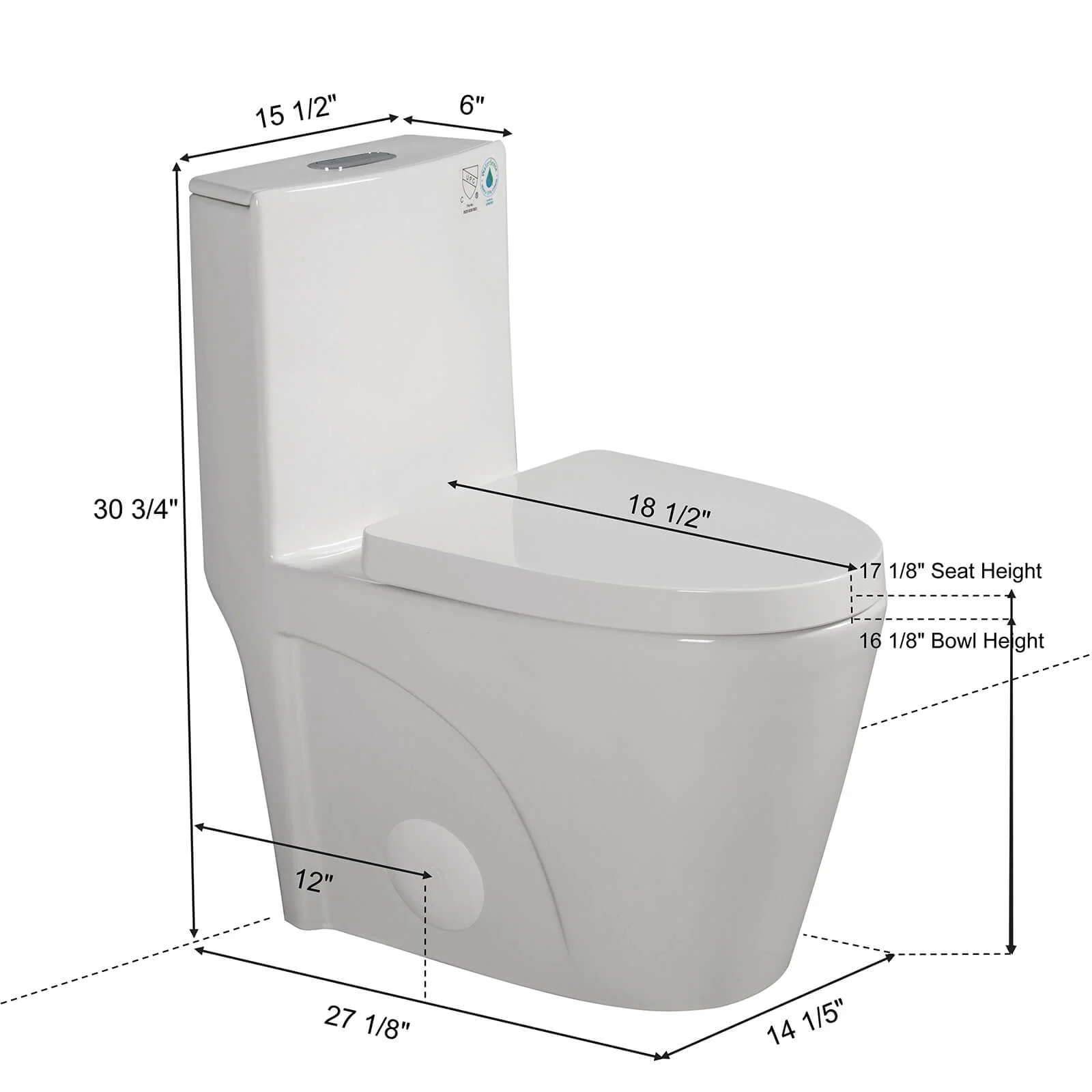 ADA Standard Height Elongated One-Piece Toilet - Image 15