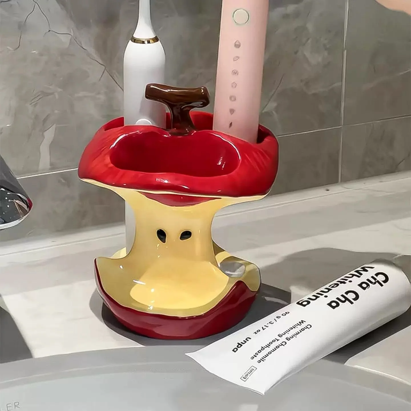 Apple Core Toothbrush Holder for Bathroom Storage - Image 3