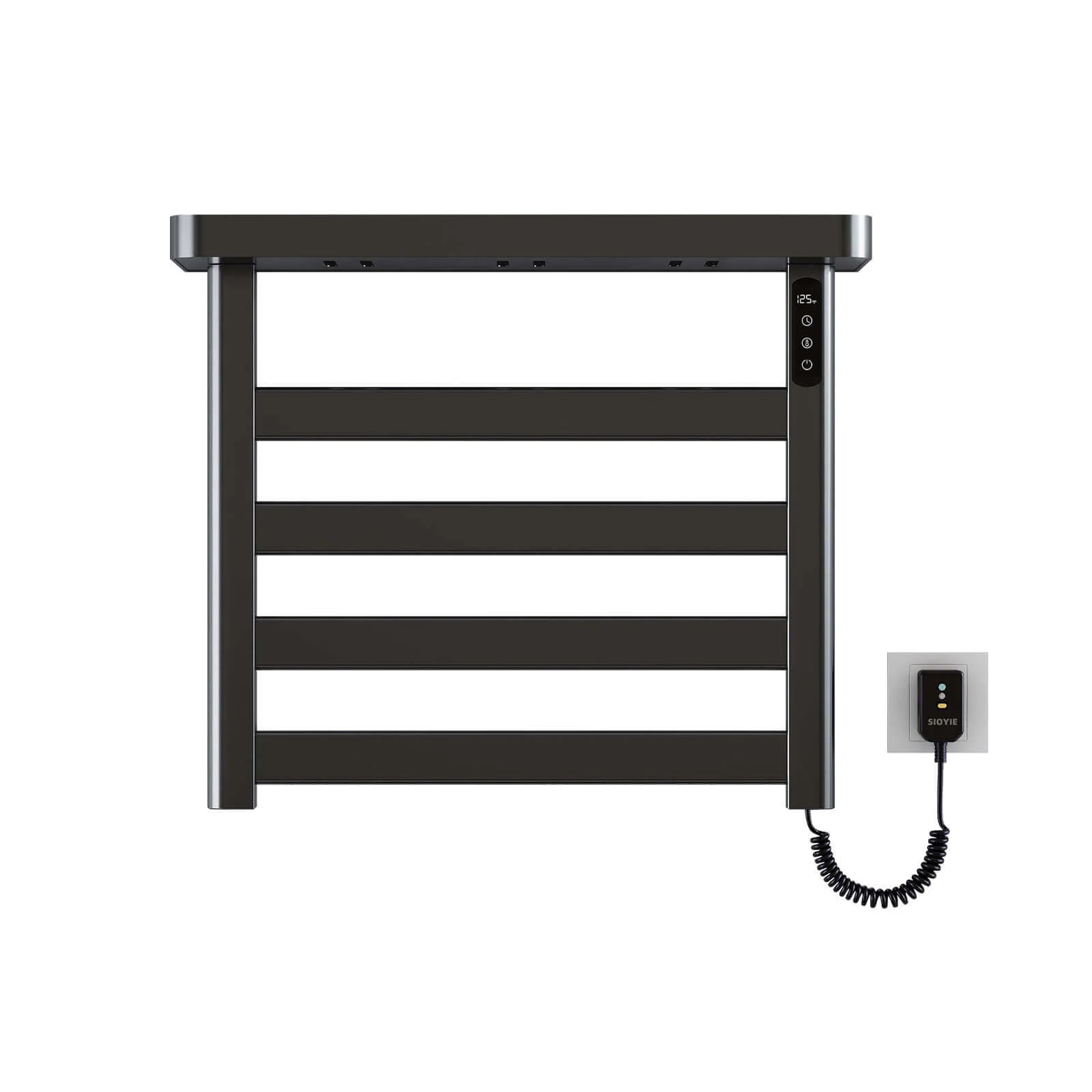 Black Plug-In Heated Towel Rack - Image 11