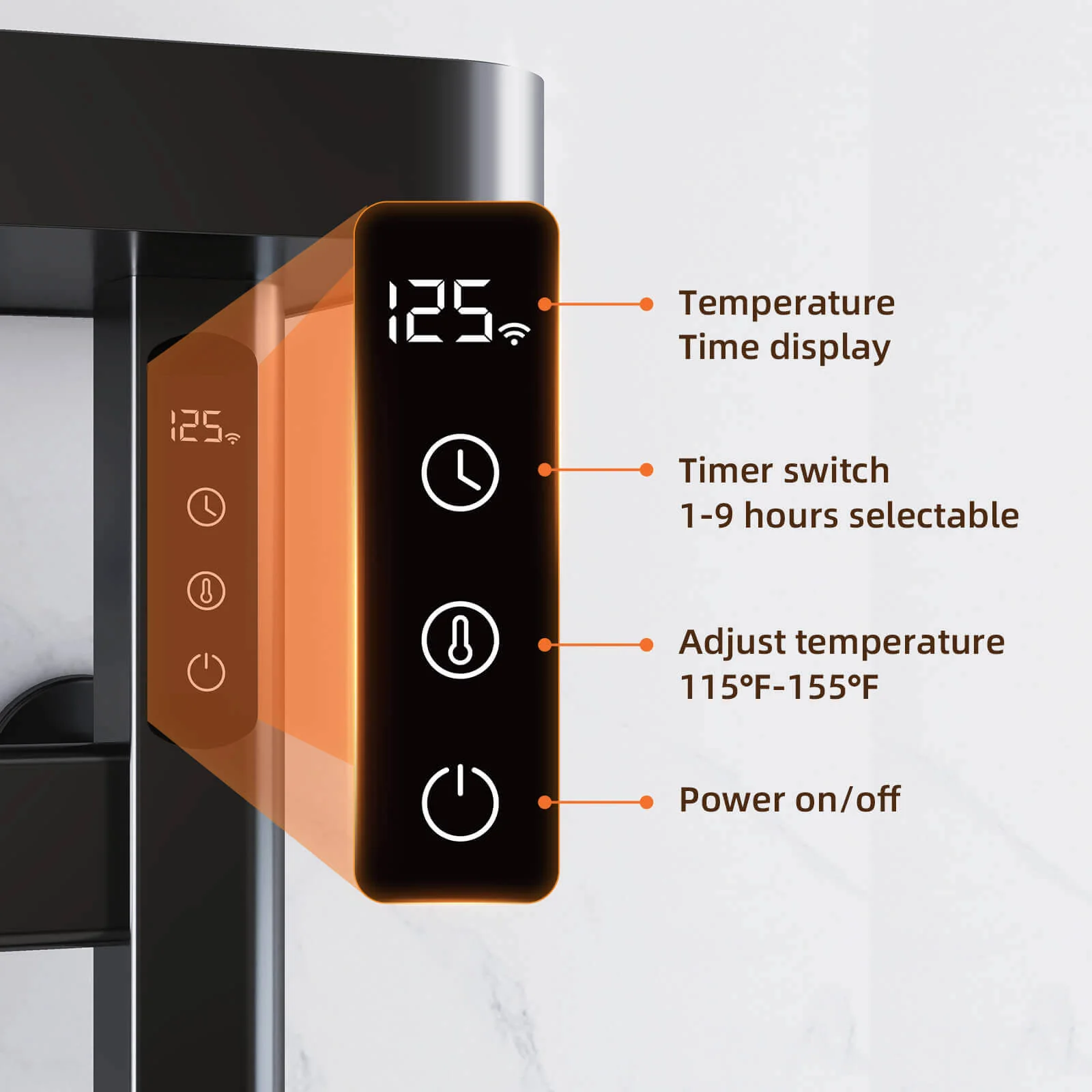 Black Plug-In Heated Towel Rack - Image 9