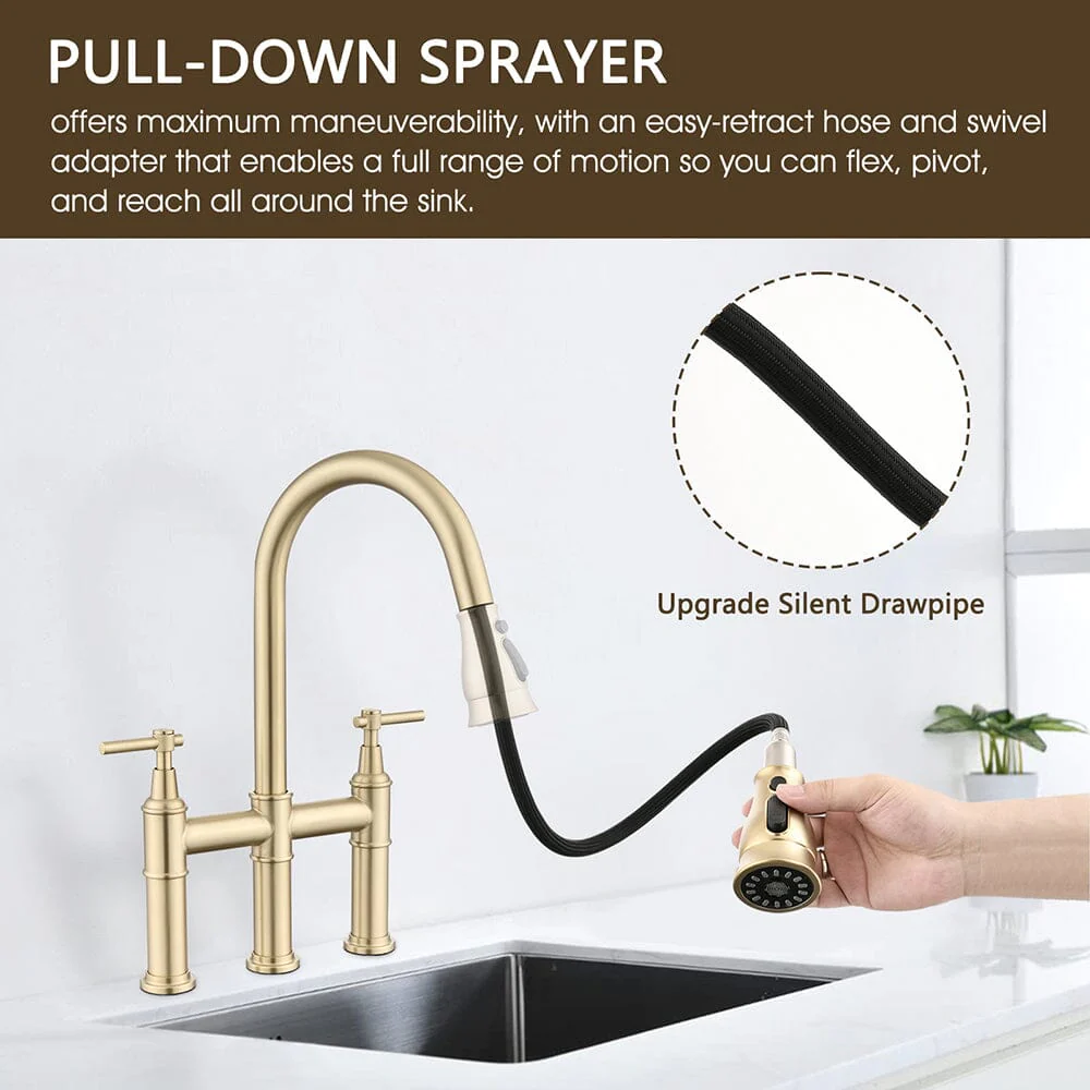Giving Tree Bridge Kitchen Faucet with Pull-Down Sprayhead in Spot - Image 12
