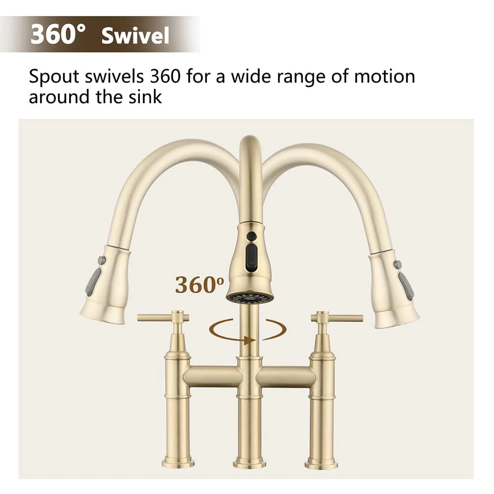 Giving Tree Bridge Kitchen Faucet with Pull-Down Sprayhead in Spot - Image 14