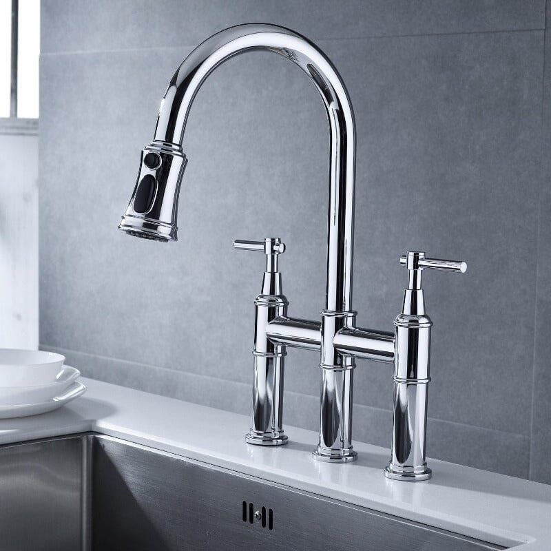 Giving Tree Bridge Kitchen Faucet with Pull-Down Sprayhead in Spot - Image 29