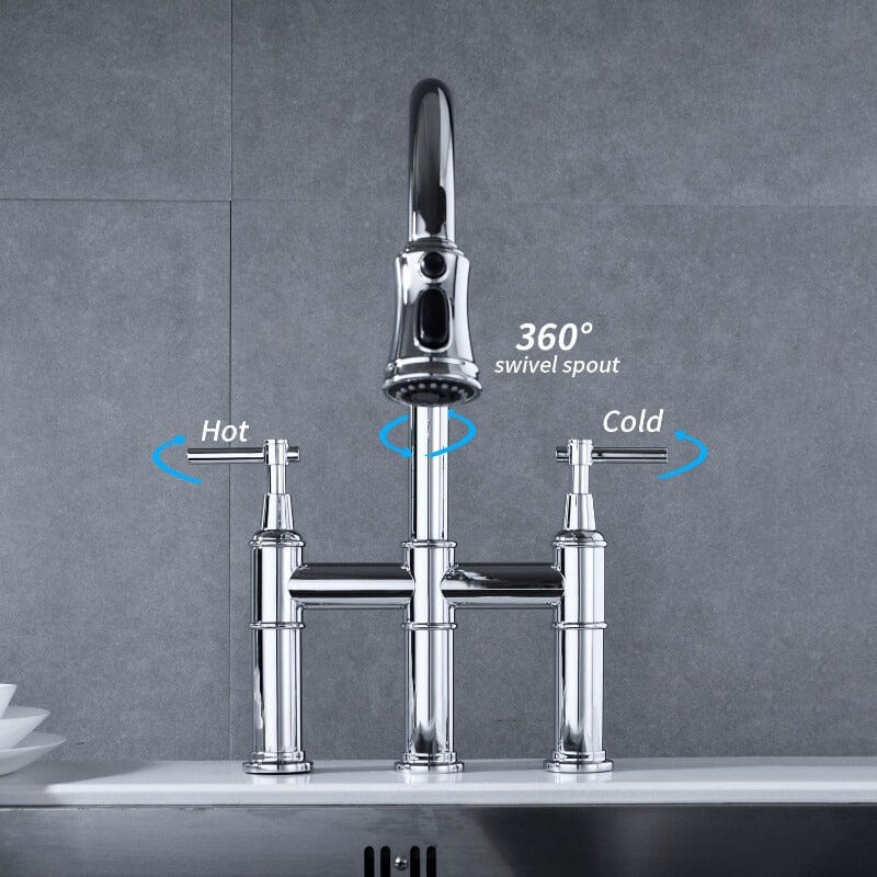 Giving Tree Bridge Kitchen Faucet with Pull-Down Sprayhead in Spot - Image 35