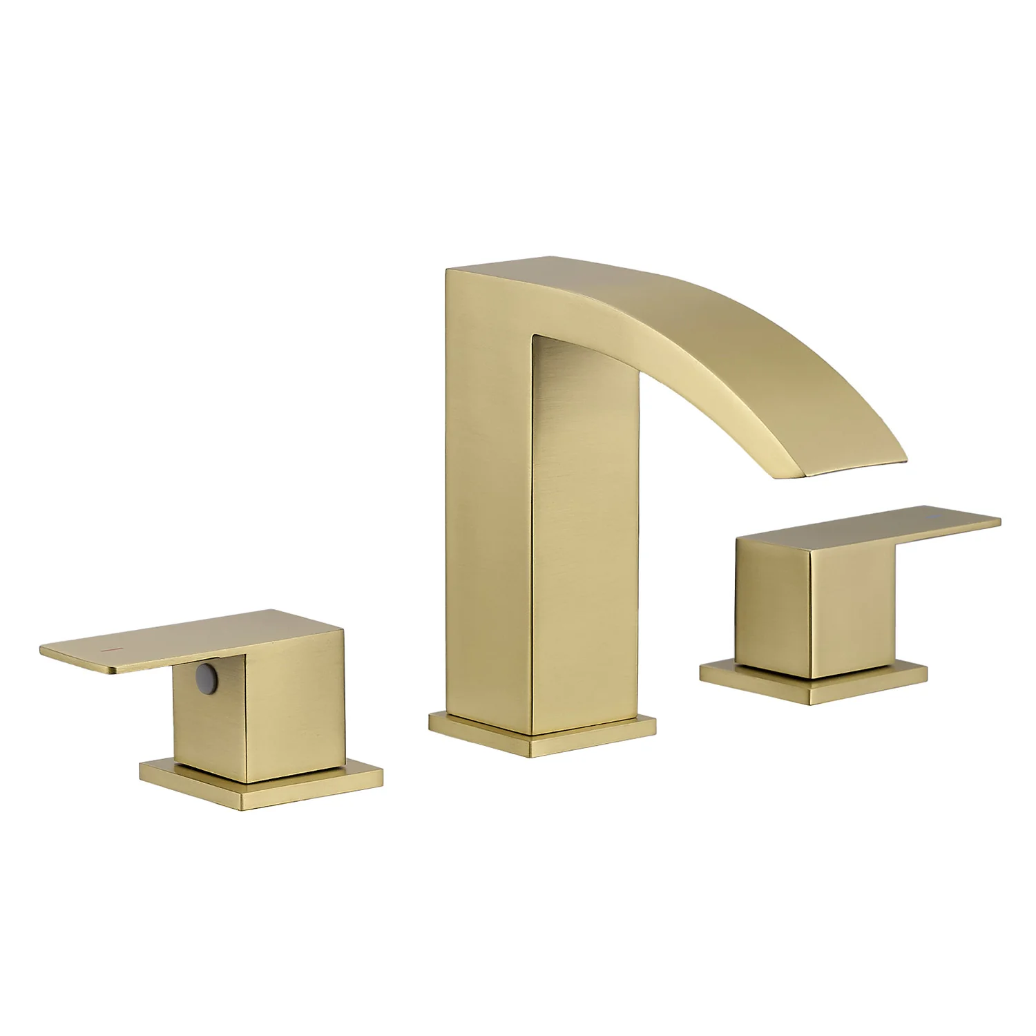 Brushed Gold 2 Handle Waterfall Widespread Bathroom Faucet for 3 Hole Sink - Image 7